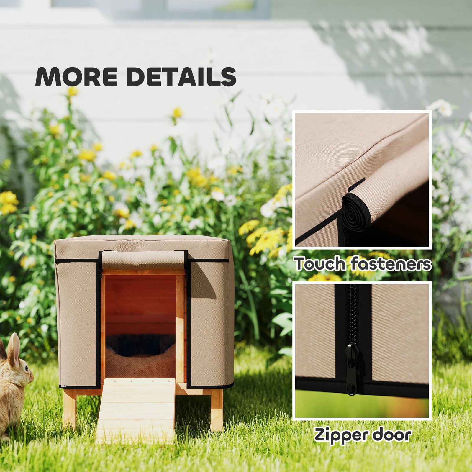 Water-Resistant Rabbit Hutch Cover for X-D2-0047 and Similar Models, 43 x 52 x 37cm, Brown