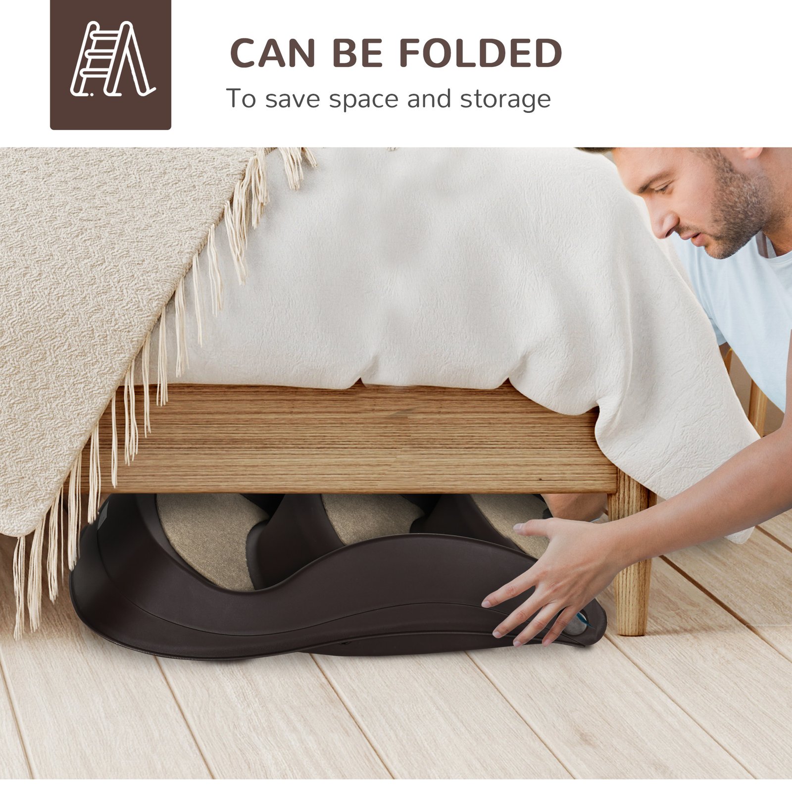 Foldable Dog Steps for Bed Sofa, Portable Dog Stairs 3-Step for High Bed, Pet Stairs with Non-slip Mats for Small and Miniature Breeds, 49 x 38 x 38 cm, Brown