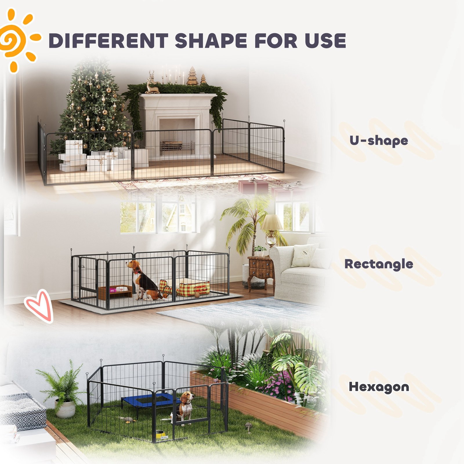 Seven-Panel Dog Whelping Box, Dog Playpen with Washable Whelping Pads, Wind-Resistant Fabric, for Small and Medium Dogs