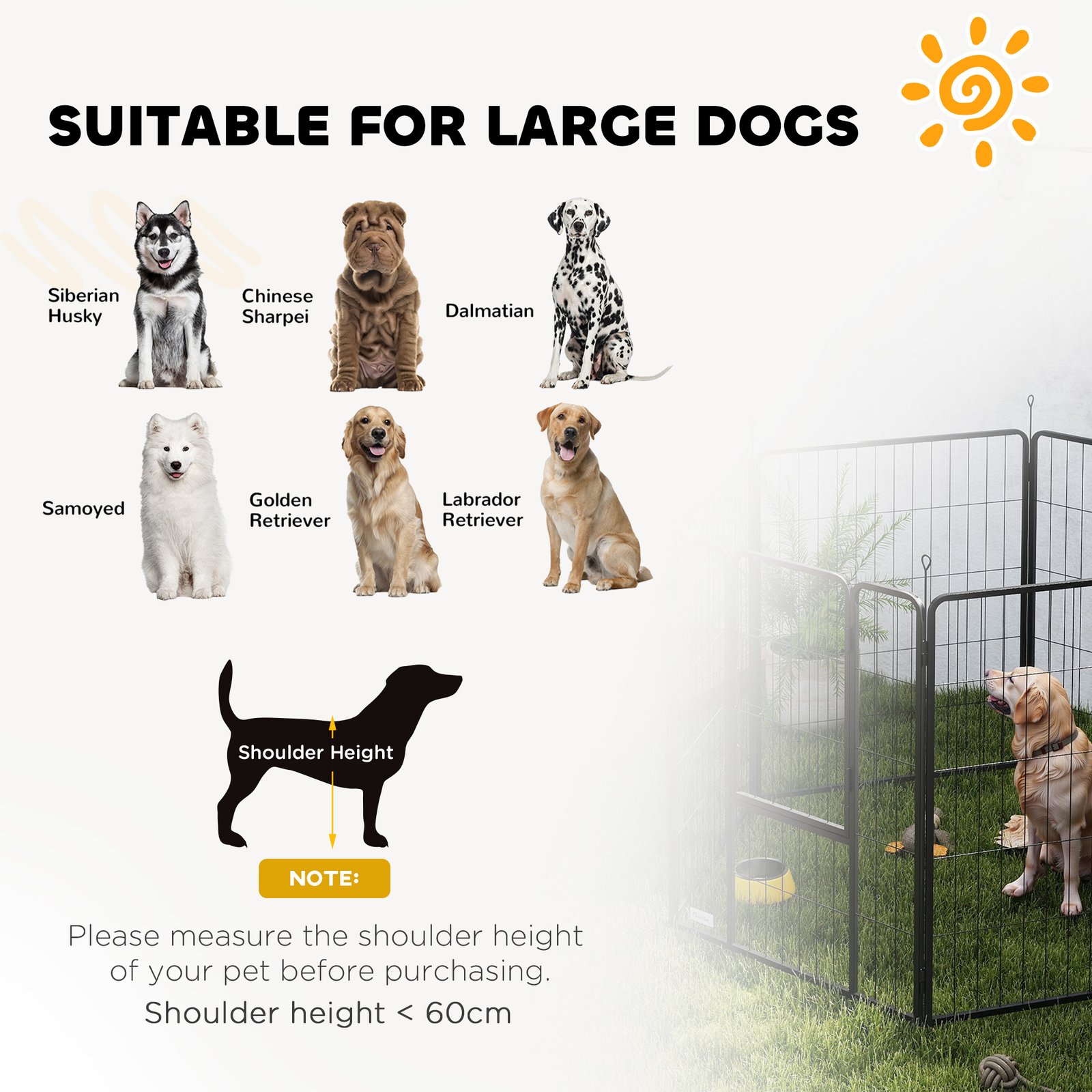 6 Panels Dog Playpen, Portable Detachable Puppy Pen with Door, for Large Dogs, 100cm High, Black - Image 7