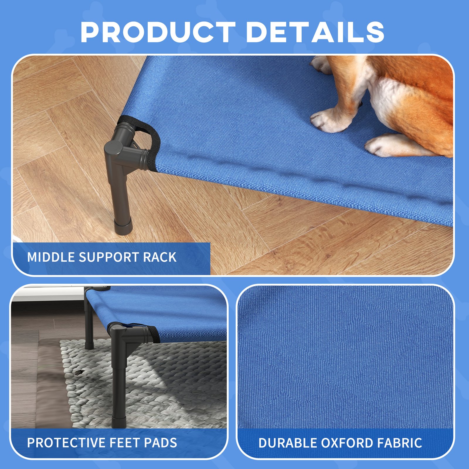 Raised Dog Bed Cat Elevated Lifted Portable Camping w/ Metal Frame