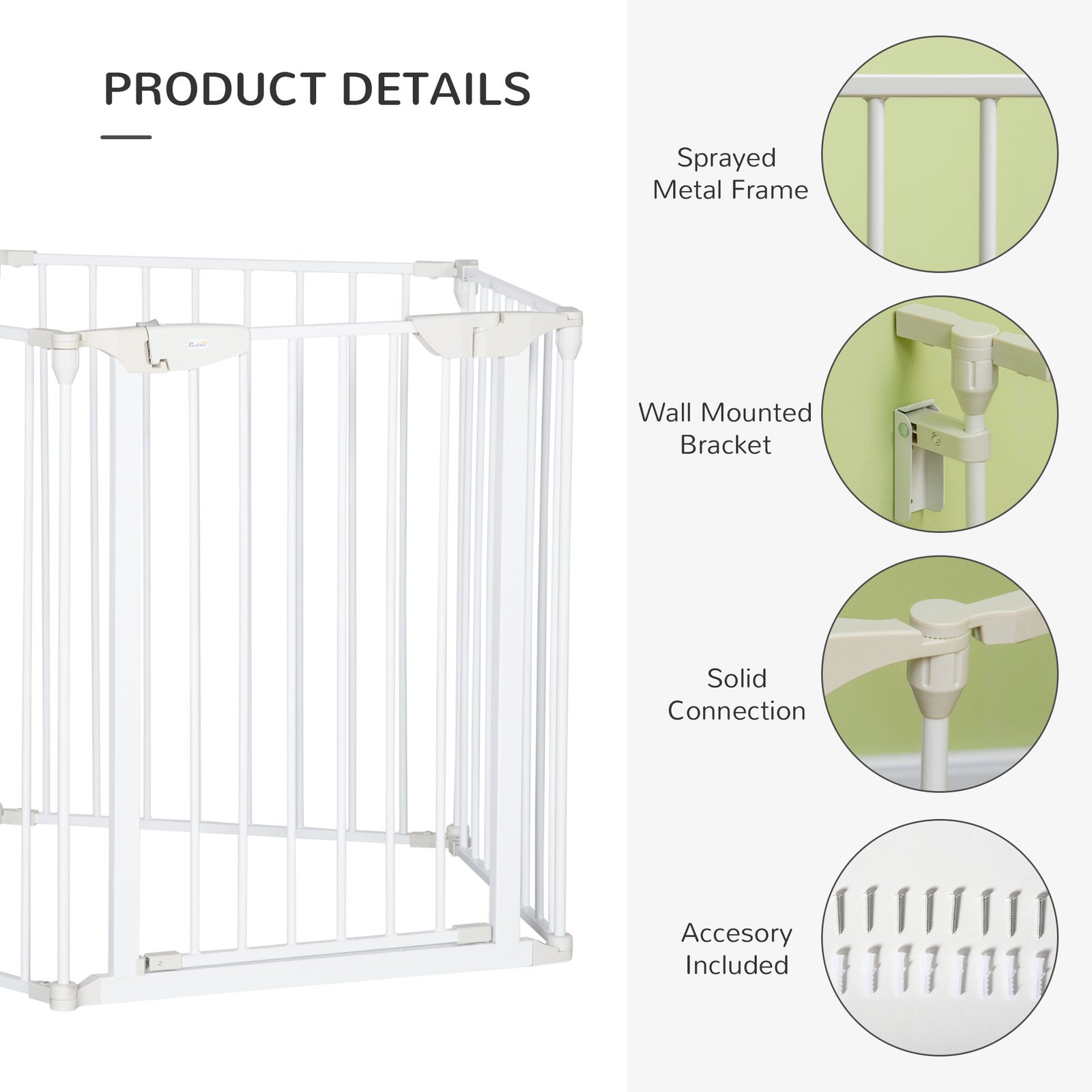 5 Panels Pet Playpen Metal Fence w/ Walk Through Door - White