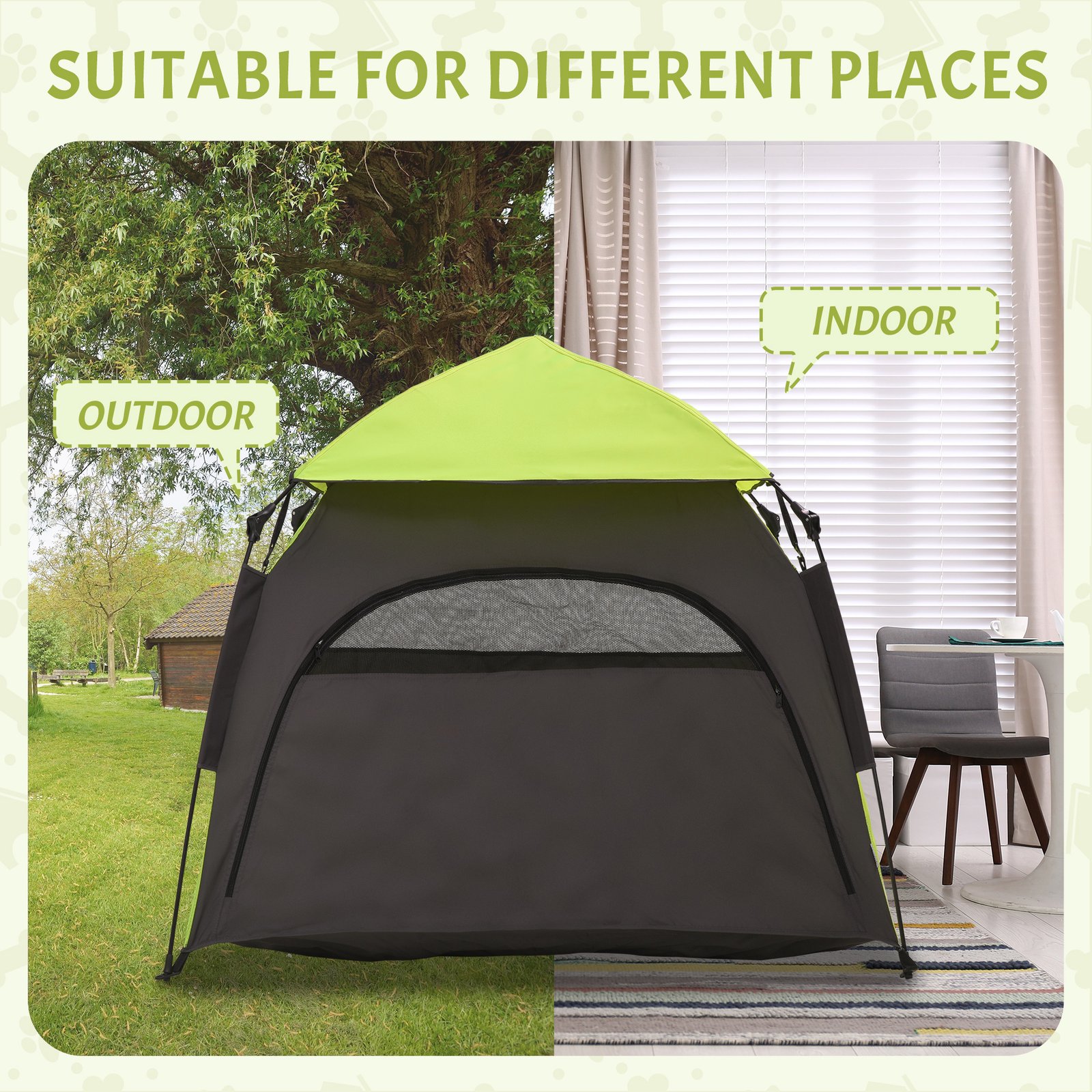 Foldable Dog Cat Tent with Water-Resistant Oxford, Carry Bag for Extra Large Dog, Green