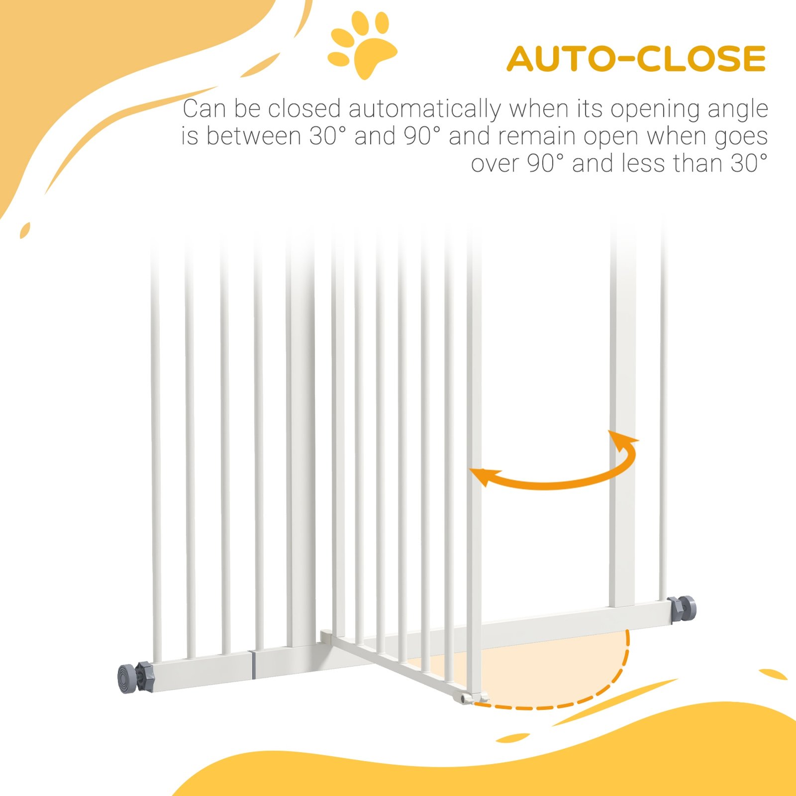 Pressure Fit Dog Stair Gate No Drilling Safety Gate Auto Close for Doorways, Hallways, 74-94cm Adjustable, 94cm Tall, White