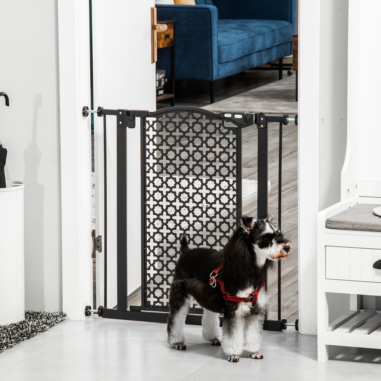 74-80 cm Pressure Fit Safety Gate for Doorways and Staircases, Dog Gate, Pet Barrier for Hallways with Auto Close, Double Locking - Image 9