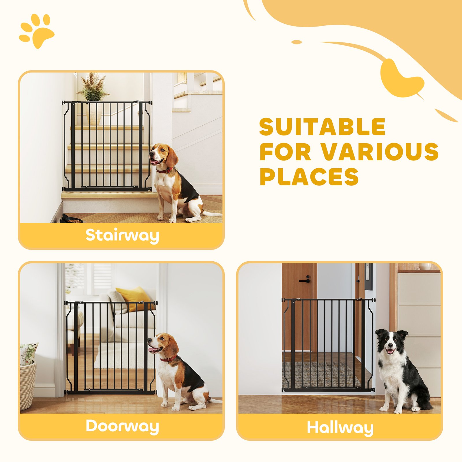 Extra Wide Dog Gate, with Door Pressure, for Doorways, Hallways, Staircases - Black - Image 7