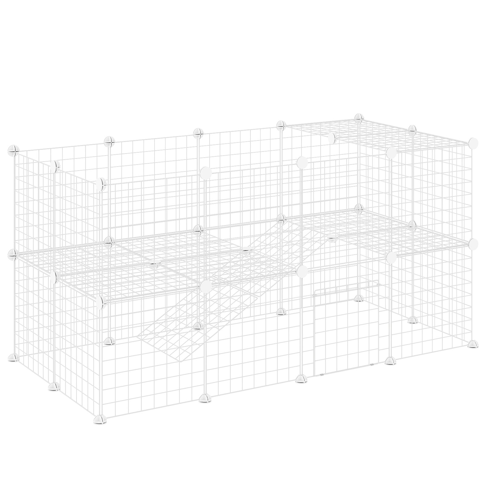 DIY 36 Panel Pet Playpen Metal Wire Fence for Chinchilla, Hedgehog, Bunny, Indoor, Outdoor Use, White