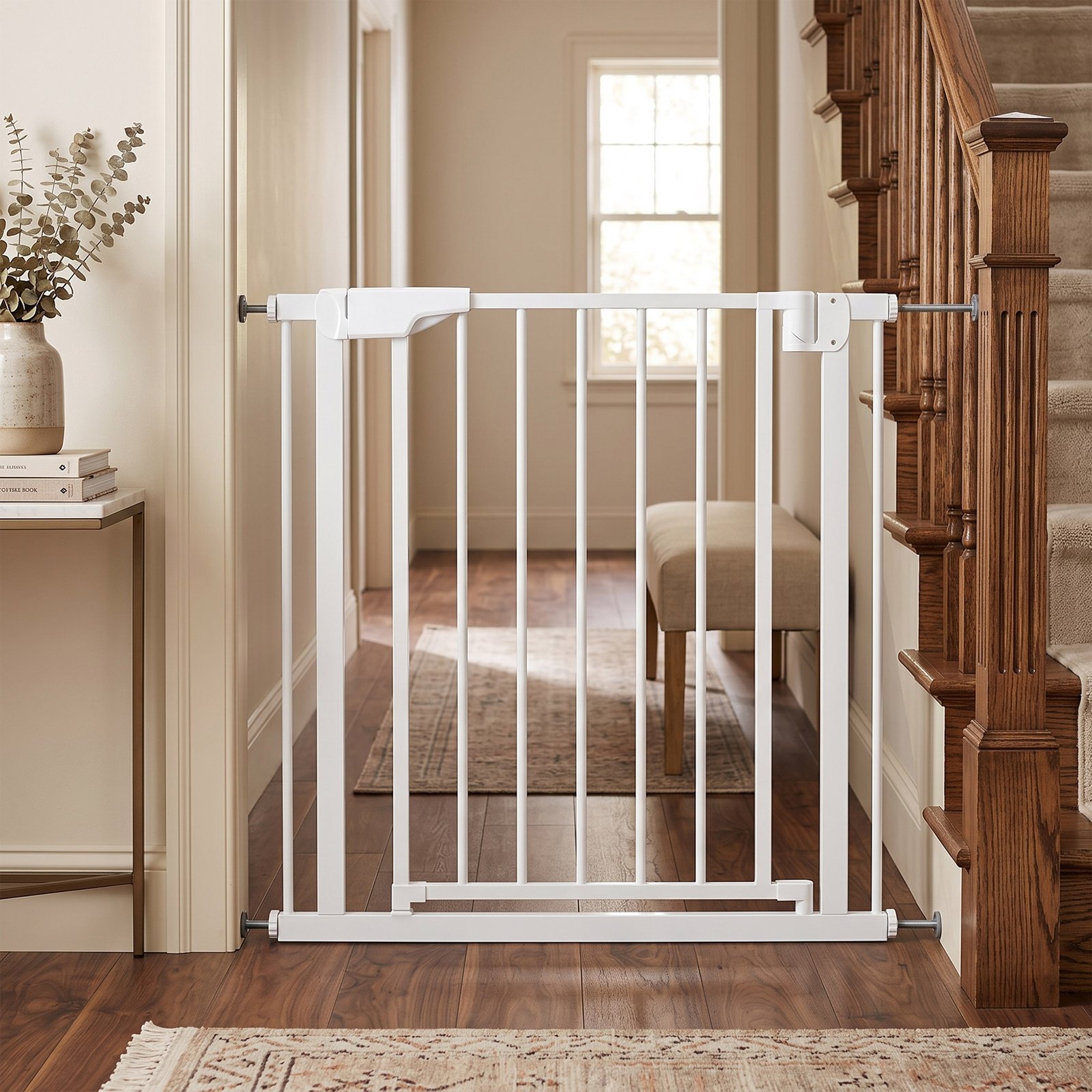 Baby Gate, Pet Safety Gate Pressure Fit, 76-81cm Wide with Two-Way Open, One-Hand Opening
