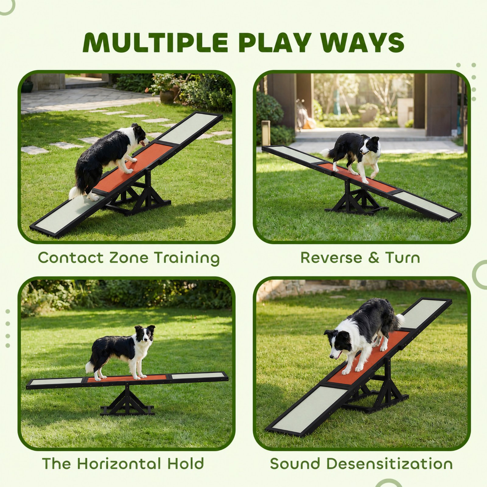 Wooden Pet Seesaw for Big Dogs, Dog Agility Equipment with Anti-Slip Surface - Black