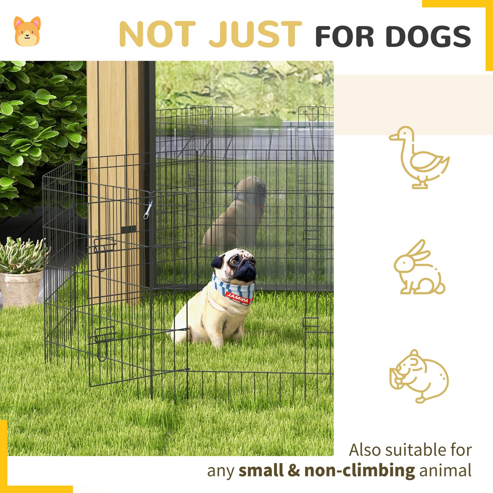 8 Panel DIY Dog Pen with Door, for Dogs, Small Animals, Indoor/Outdoor Use, 76cm High - Image 5
