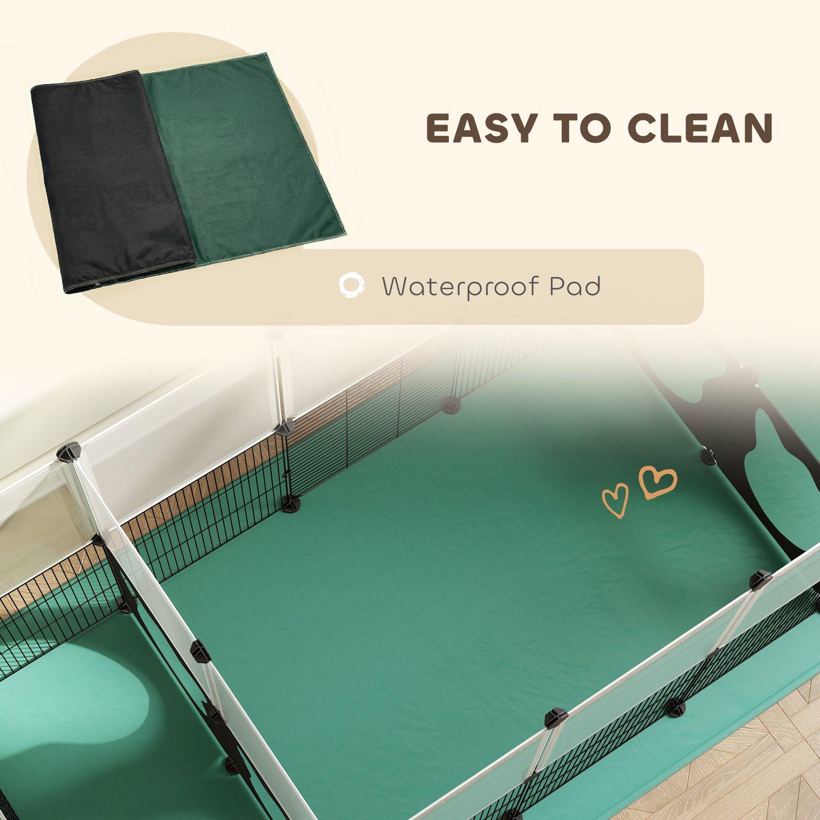Pet Playpen with Waterproof Mat, DIY Small Animal Enclosure 34 Panels, Indoor/Outdoor Metal Pet Fence for Guinea Pigs - Image 4