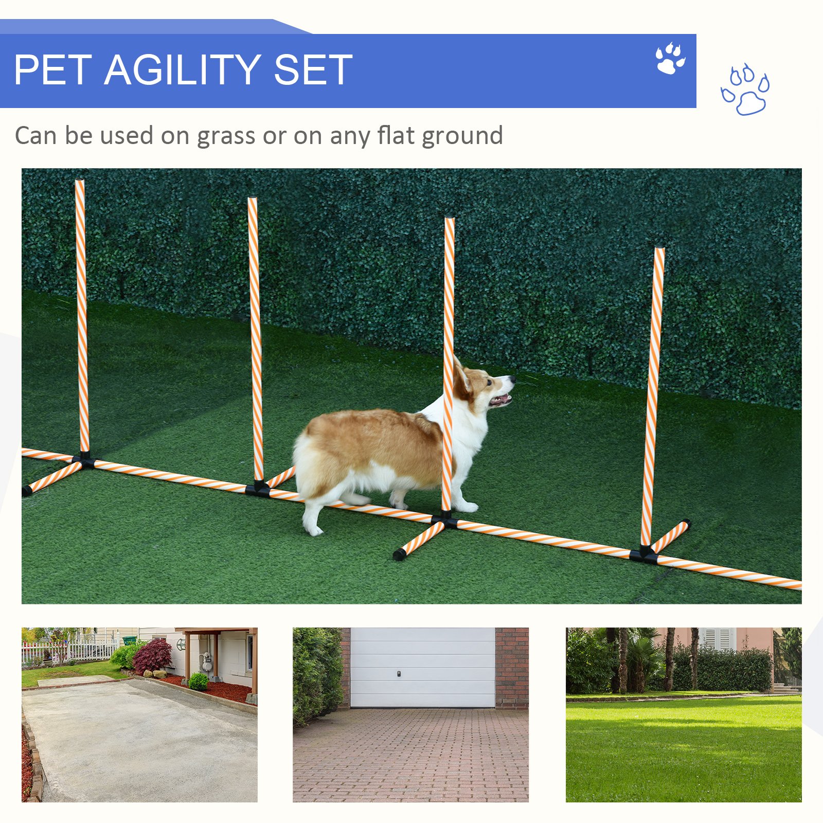 Dog Agility Equipment Pet Outdoor Training Play Run Obstacle w/ 6 Weaves Poles Whistle Carrying Bag - Image 5