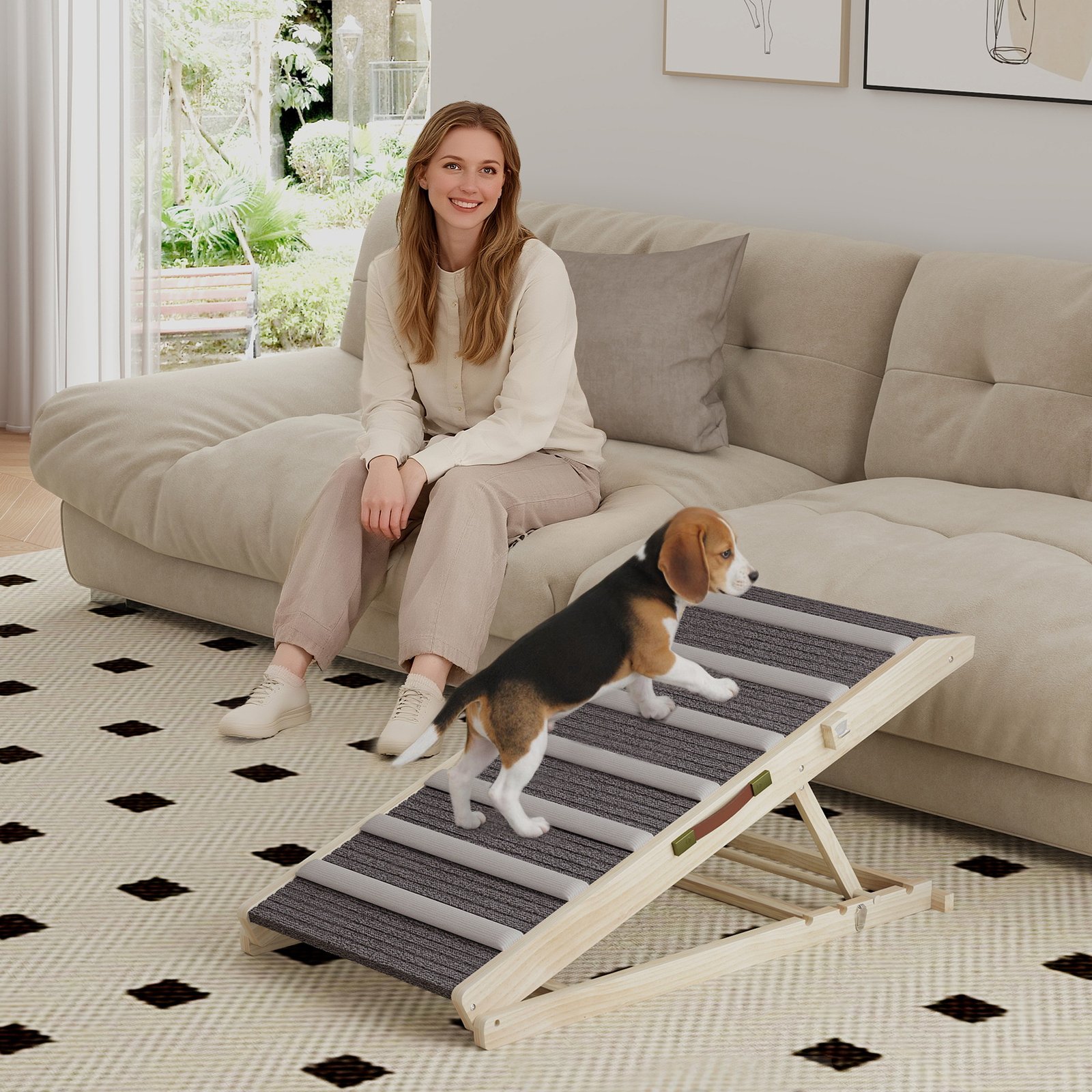 Dog Ramp for Couch, Adjustable Folding Pet Ramp, 4 Adjustable Height Dog Climbing Ladder, 35/43/47/50 cm Height - Image 9