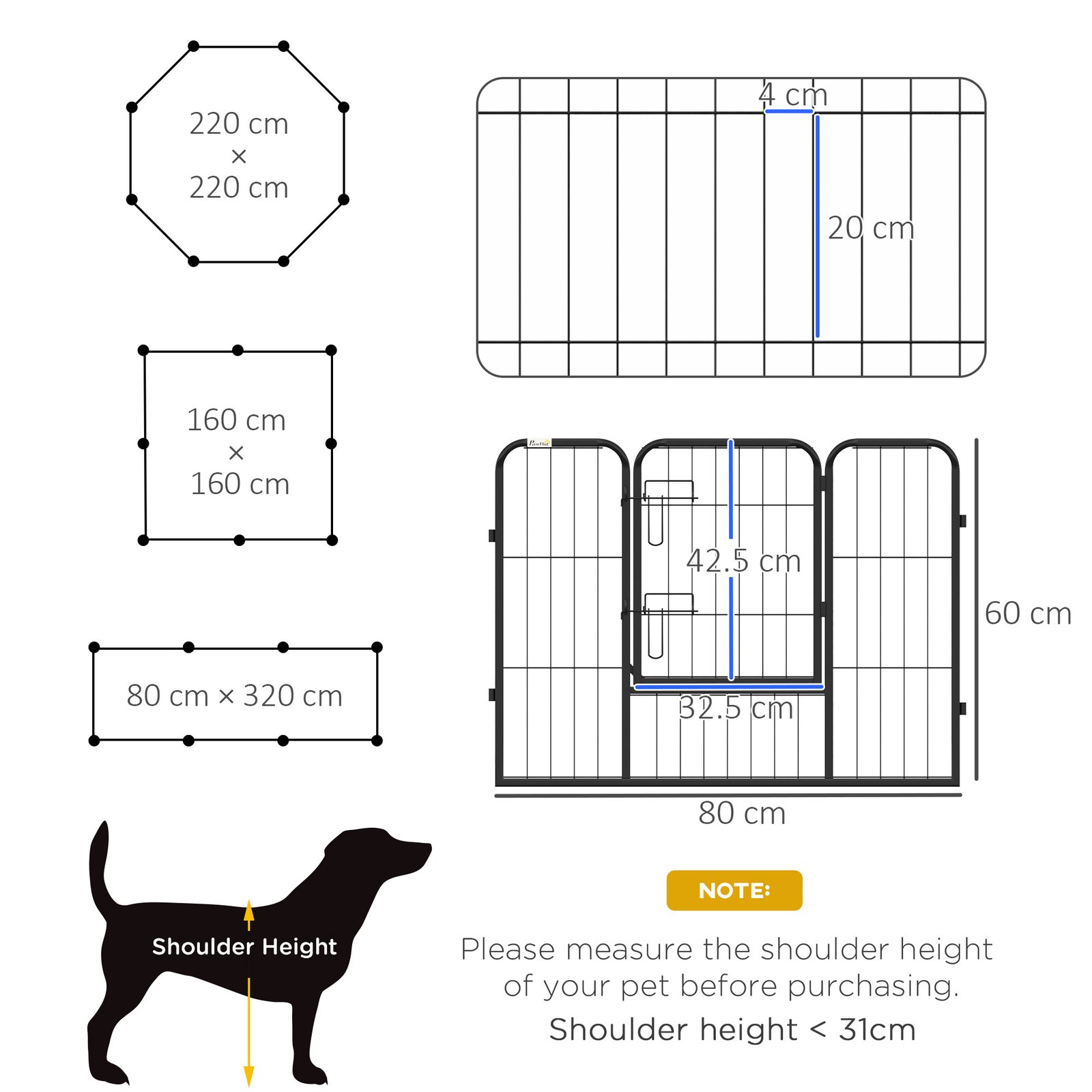 Steel 8 Panel Dog pen Pet Puppy PlayPen Grey - Image 3