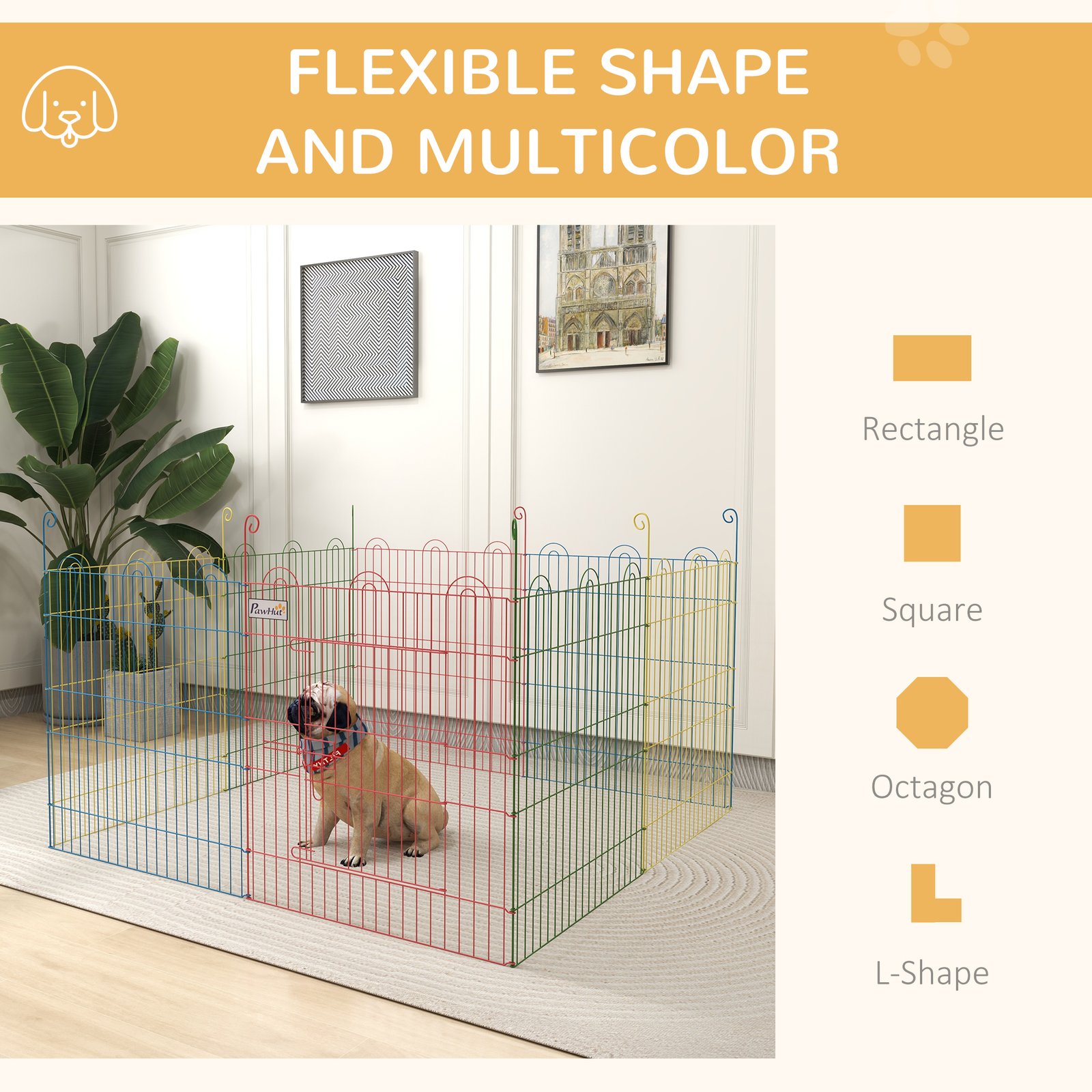 Pet Playpen Crate, with Eight Panels, Door, for Indoors and Outdoors, 60H x Φ156cm - Image 5
