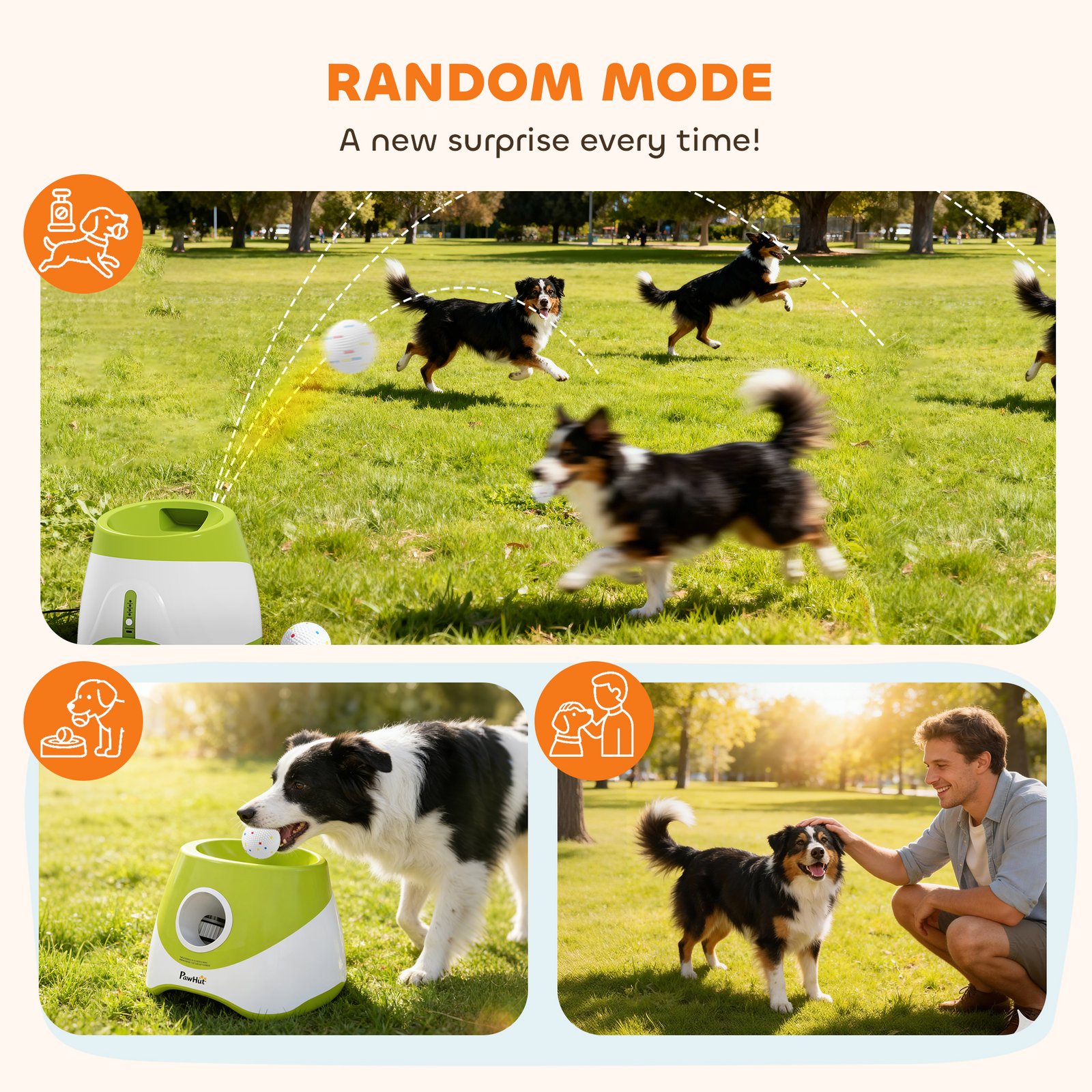 Automatic Dog Ball Launcher with 5 ETPU Balls 2.3", 3 Distance Settings 20/33/46ft, Green - Image 7