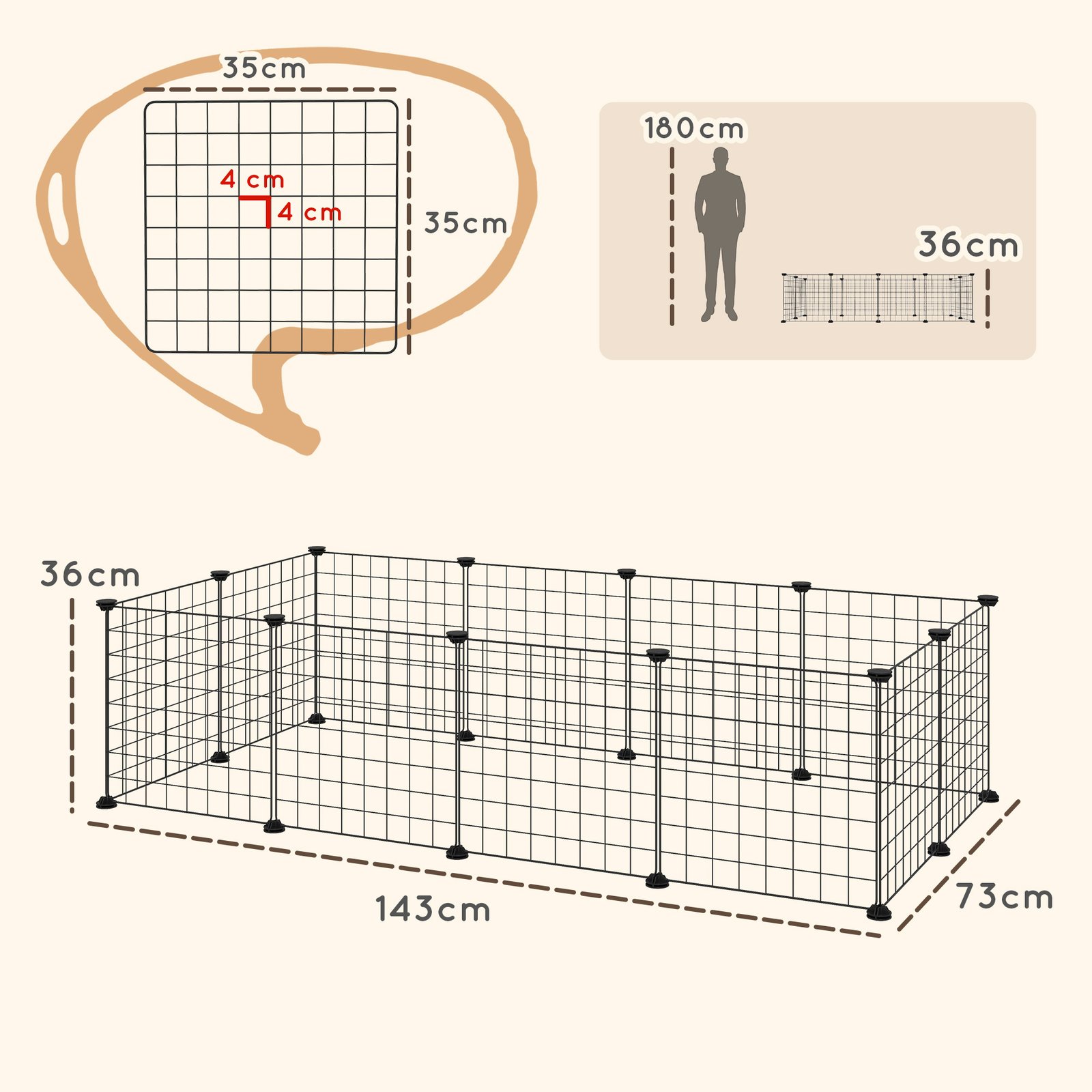 DIY Pet Playpen Metal Wire Fence 12 Panel Enclosure Indoor Outdoor Guinea Pig Bunny Small Animals Cage Black