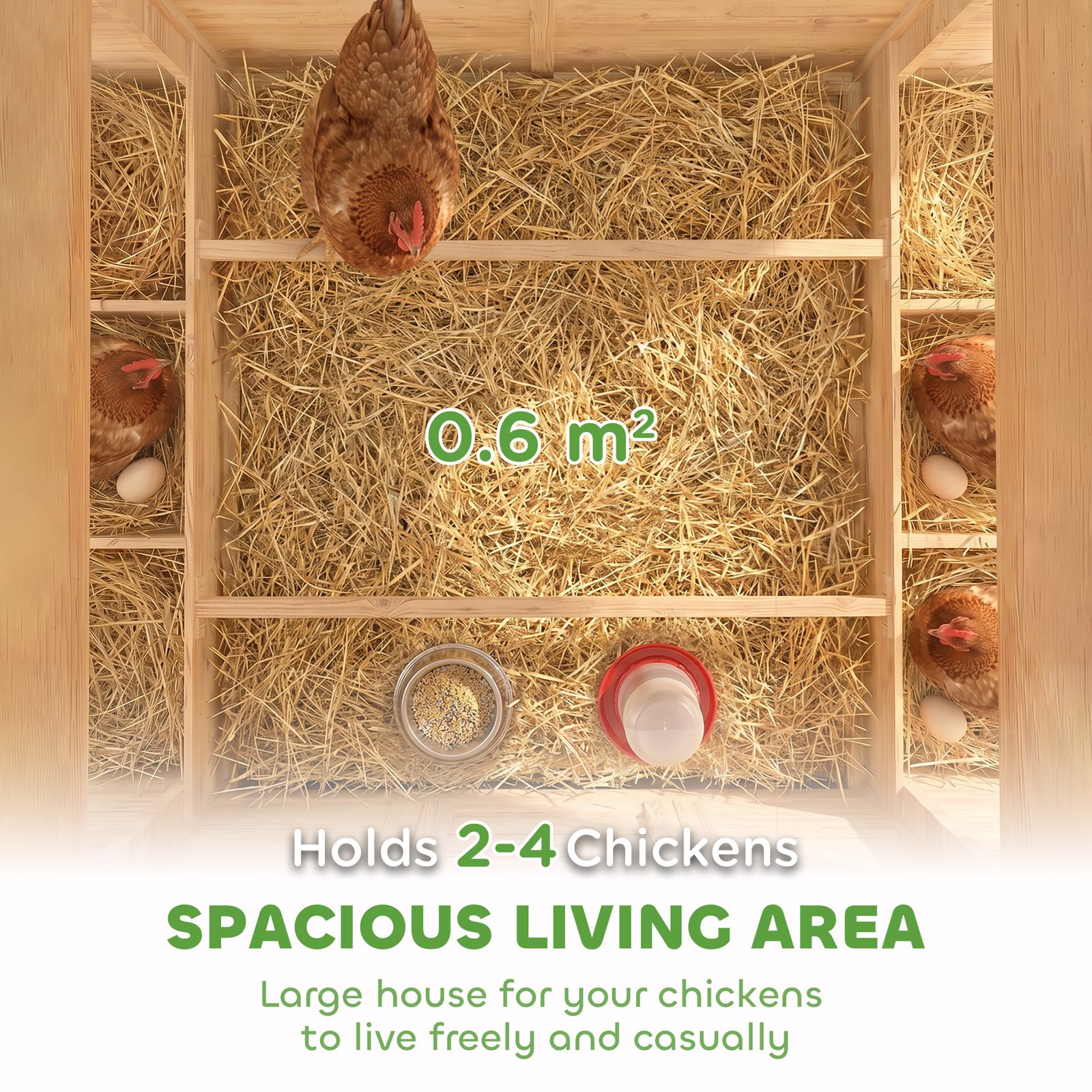 Chicken Coop, Wooden Outdoor Hen House with Nesting Box, Openable Waterproof Top, Pull-Out Tray, 150 x 100 x 97cm