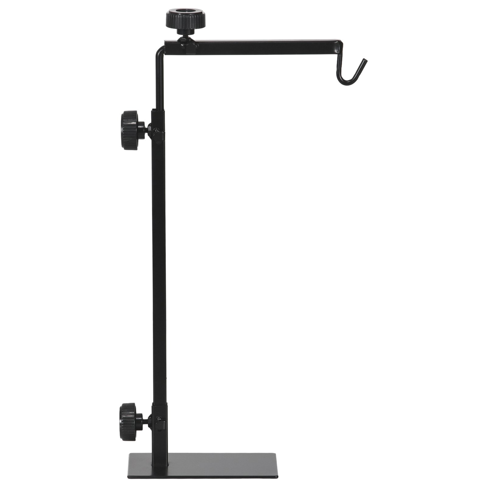 Adjustable Height and Length Reptile Lamp Stand Holder with Hook Hanging, Base - Black