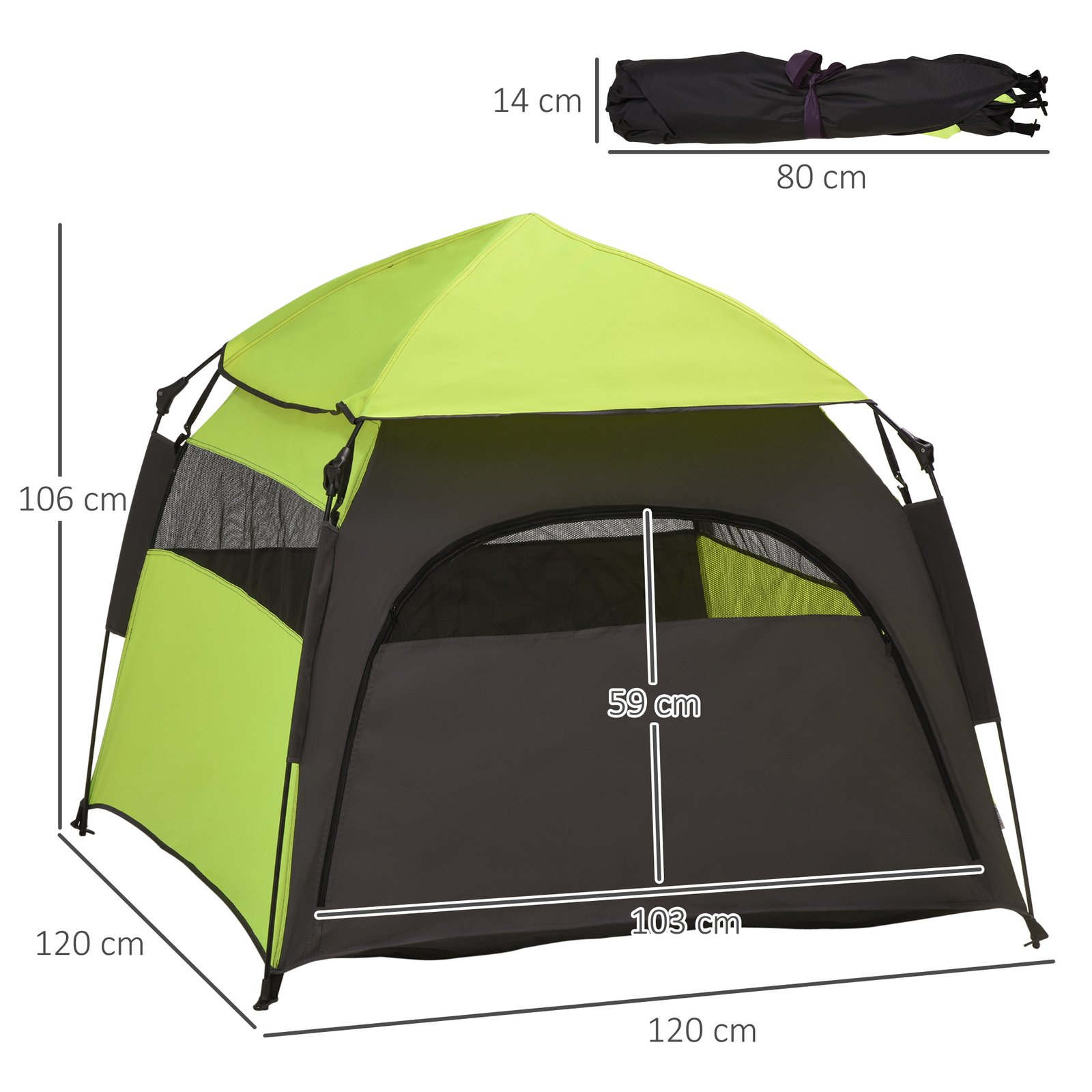 Foldable Dog Cat Tent with Water-Resistant Oxford, Carry Bag for Extra Large Dog, Green