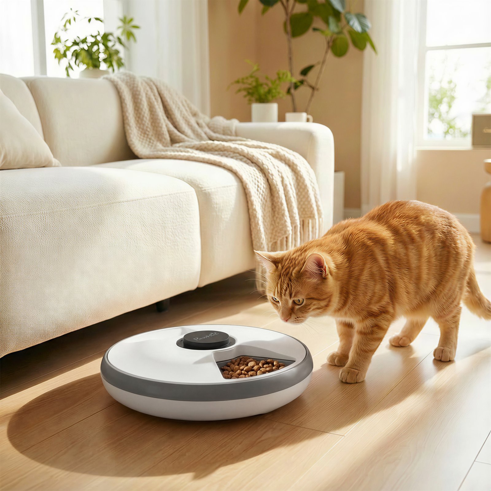Automatic Cat Feeder Programmable Timer for Dry Wet Food Cat Food Dispenser with Ice Pack for 6 Meals