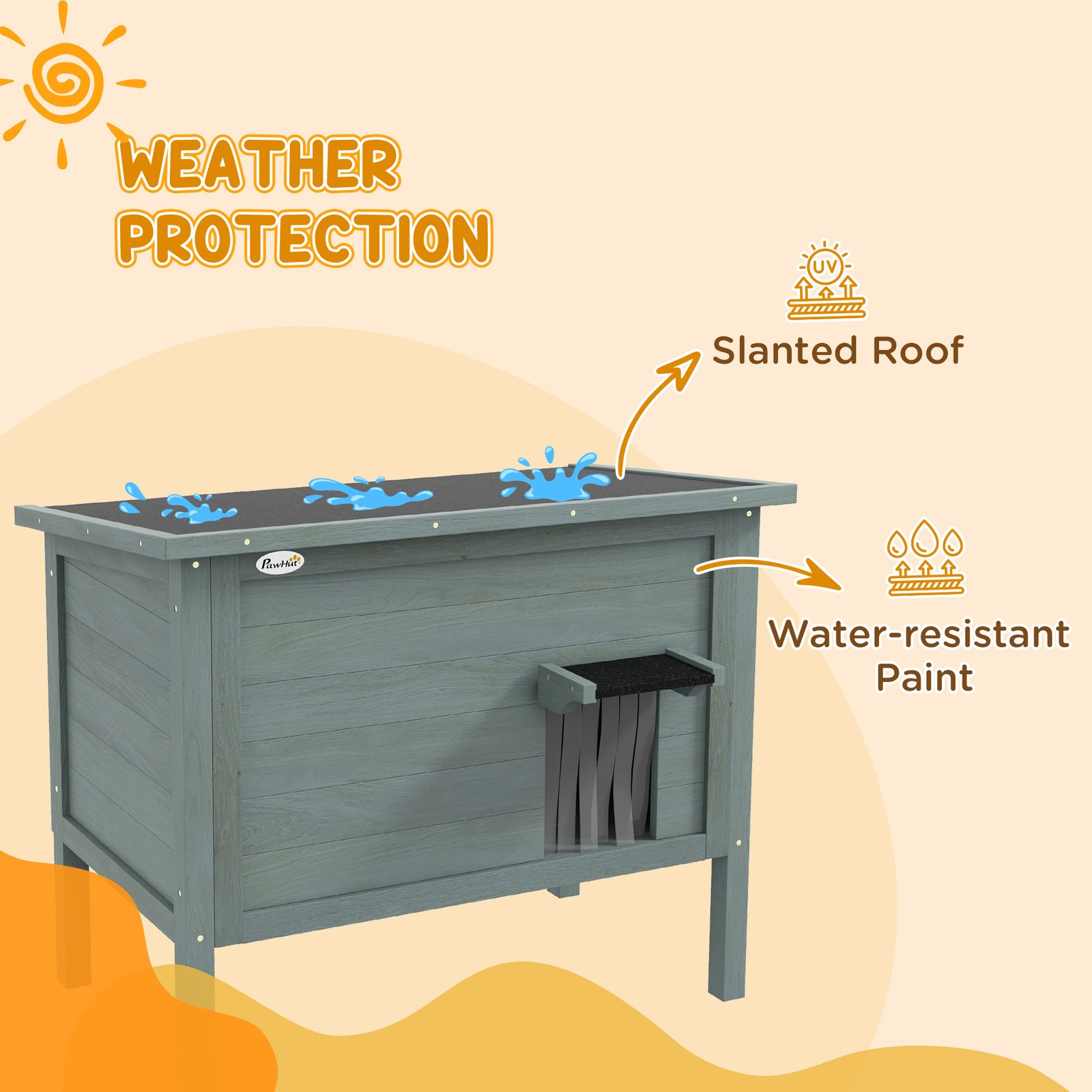 Feral Cat House, Wooden Insulated with Removable Floor, Water-Resistant Openable Roof - Charcoal Grey - Image 6