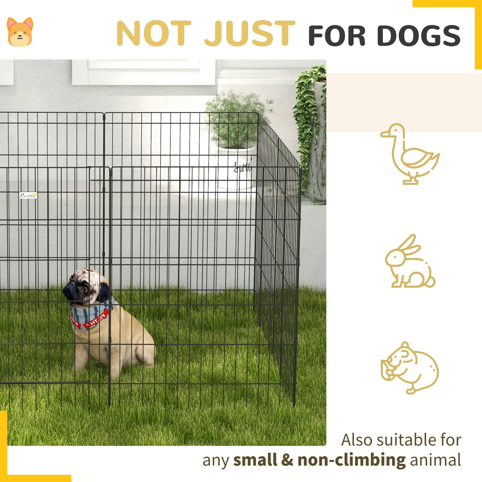 8 Panel DIY Dog Pen with Door, for Dogs, Small Animals, Indoor/Outdoor Use, 91cm High - Image 5