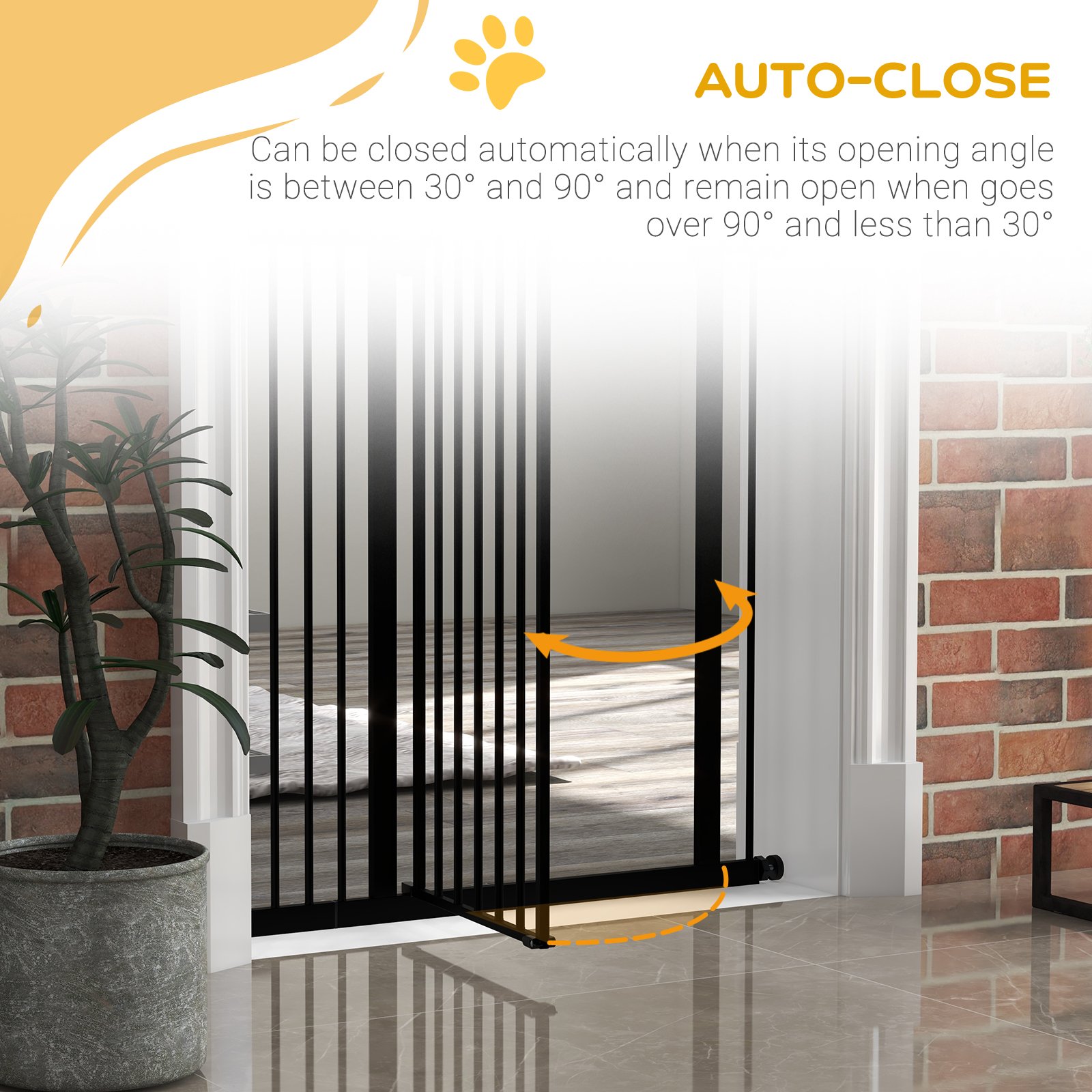 Pressure Fit Dog Stair Gate No Drilling Safety Gate Auto Close for Doorways, Hallways, 74-94cm Adjustable, 94cm Tall, Black - Image 5