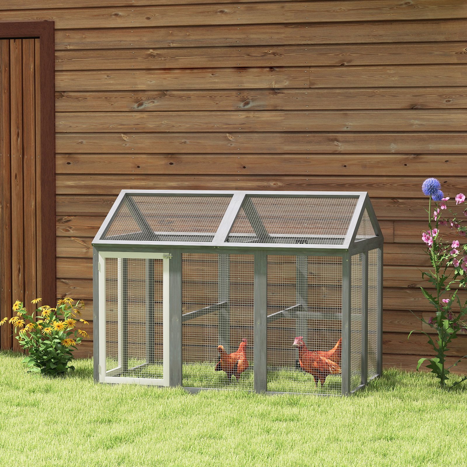 Large Chicken Run, Wooden Chicken coop, with Combinable Design - Wood Effect - Image 9