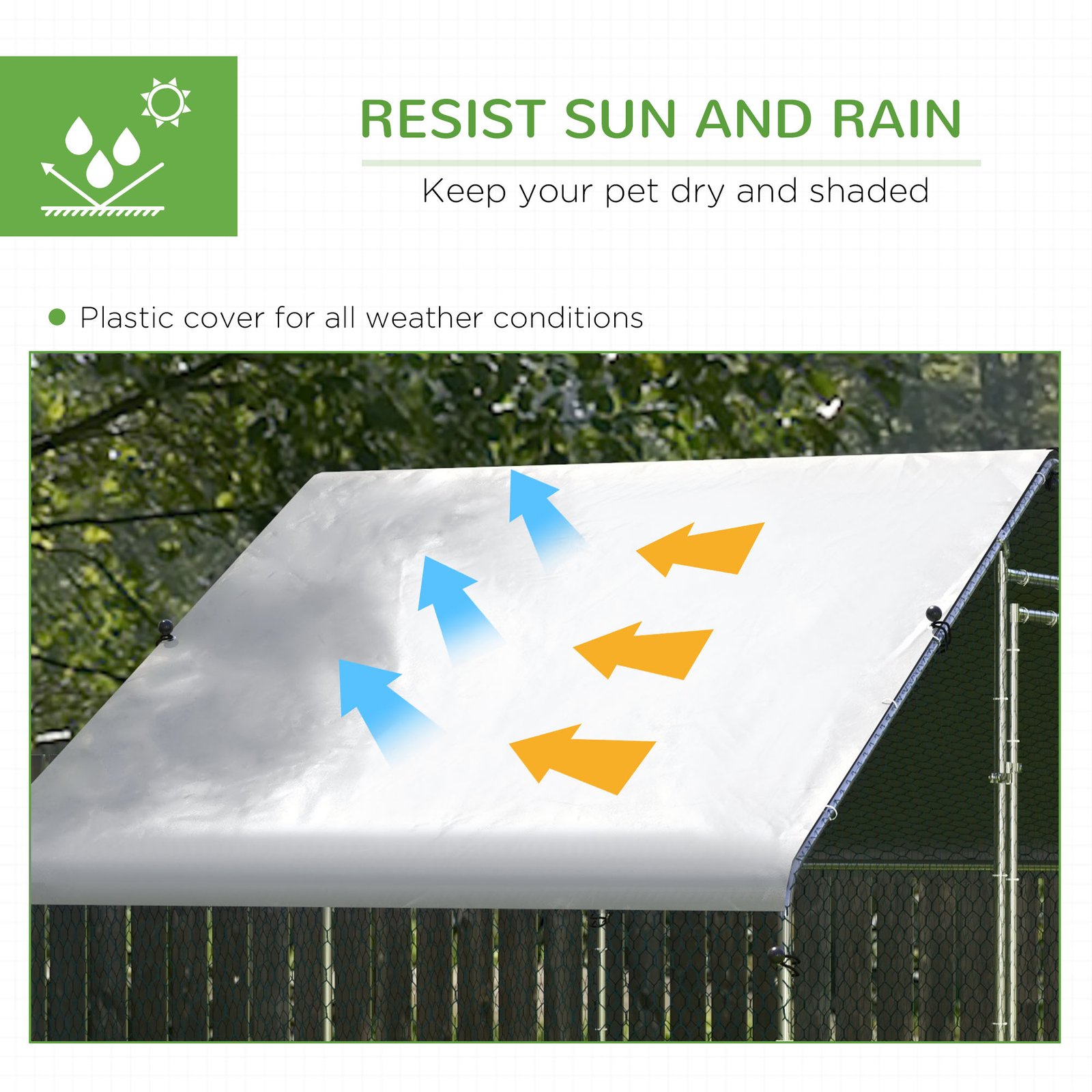 Large Chicken Coop, Galvanised Walk In Chicken Coop Hen House w/ Water-Resist Cover, Grey - Image 3