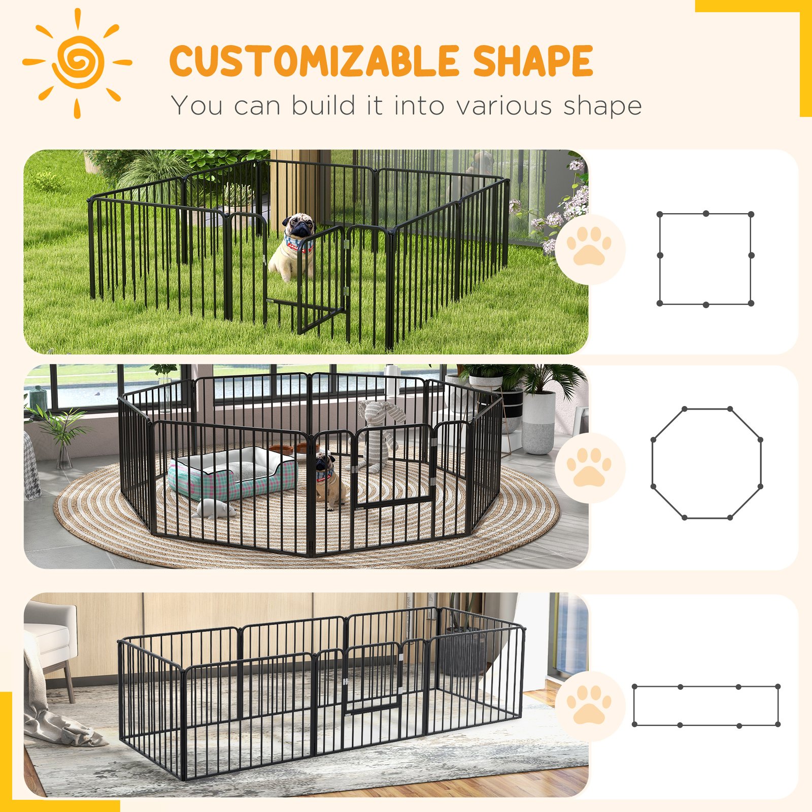 60cm 8 Panels Heavy Duty Dog Pen, Pet Playpen for Indoors, Outdoors, Small Dogs - Image 5