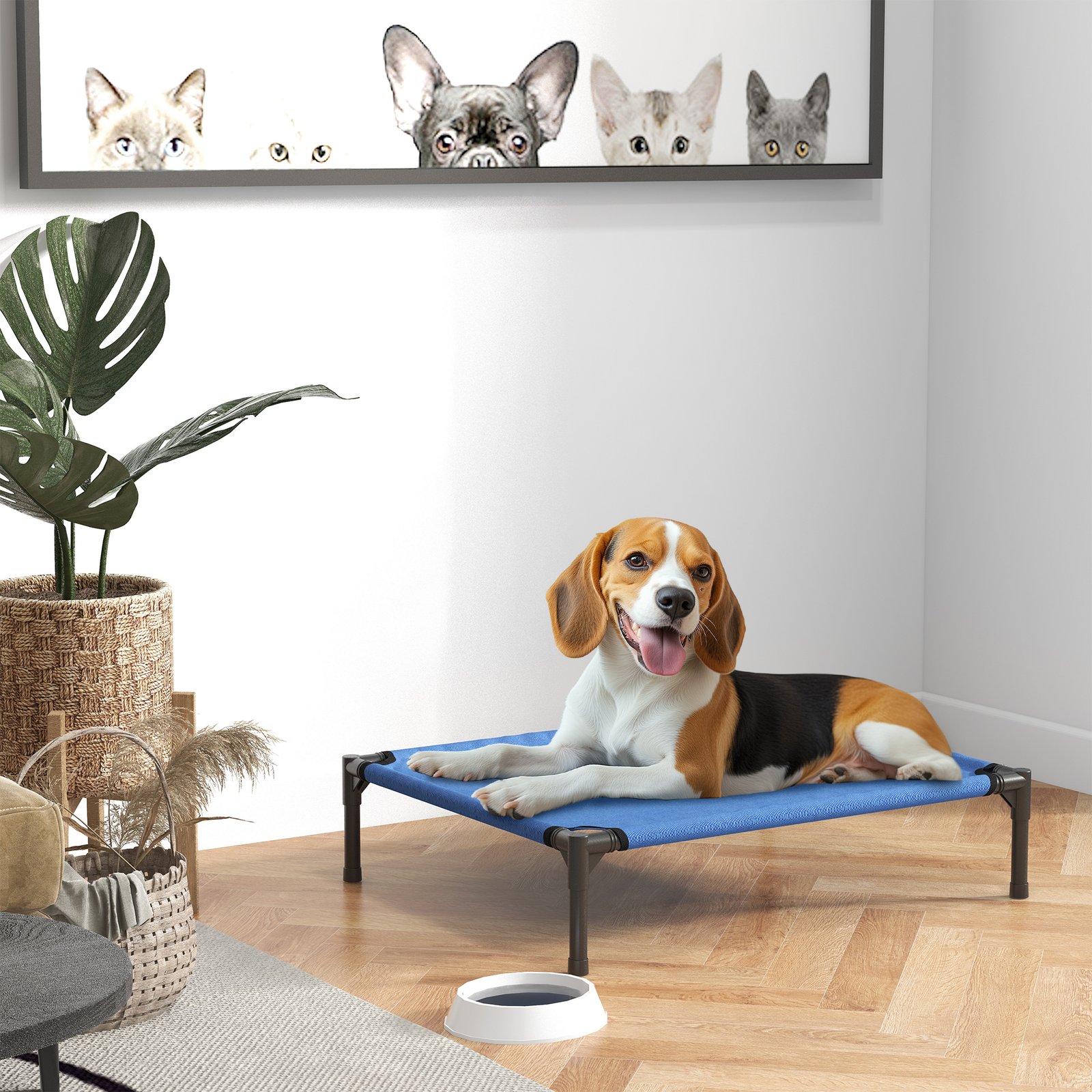 Raised Dog Bed Cat Elevated Lifted Portable Camping w/ Metal Frame