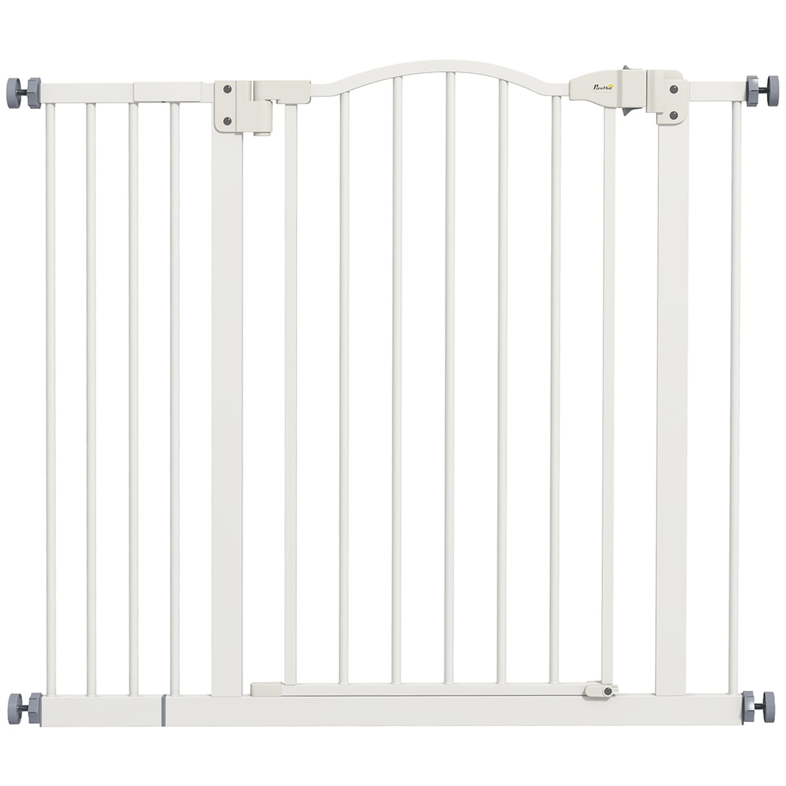 Metal 74-94cm Adjustable Pet Gate Safety Barrier w/ Auto-Close Door White