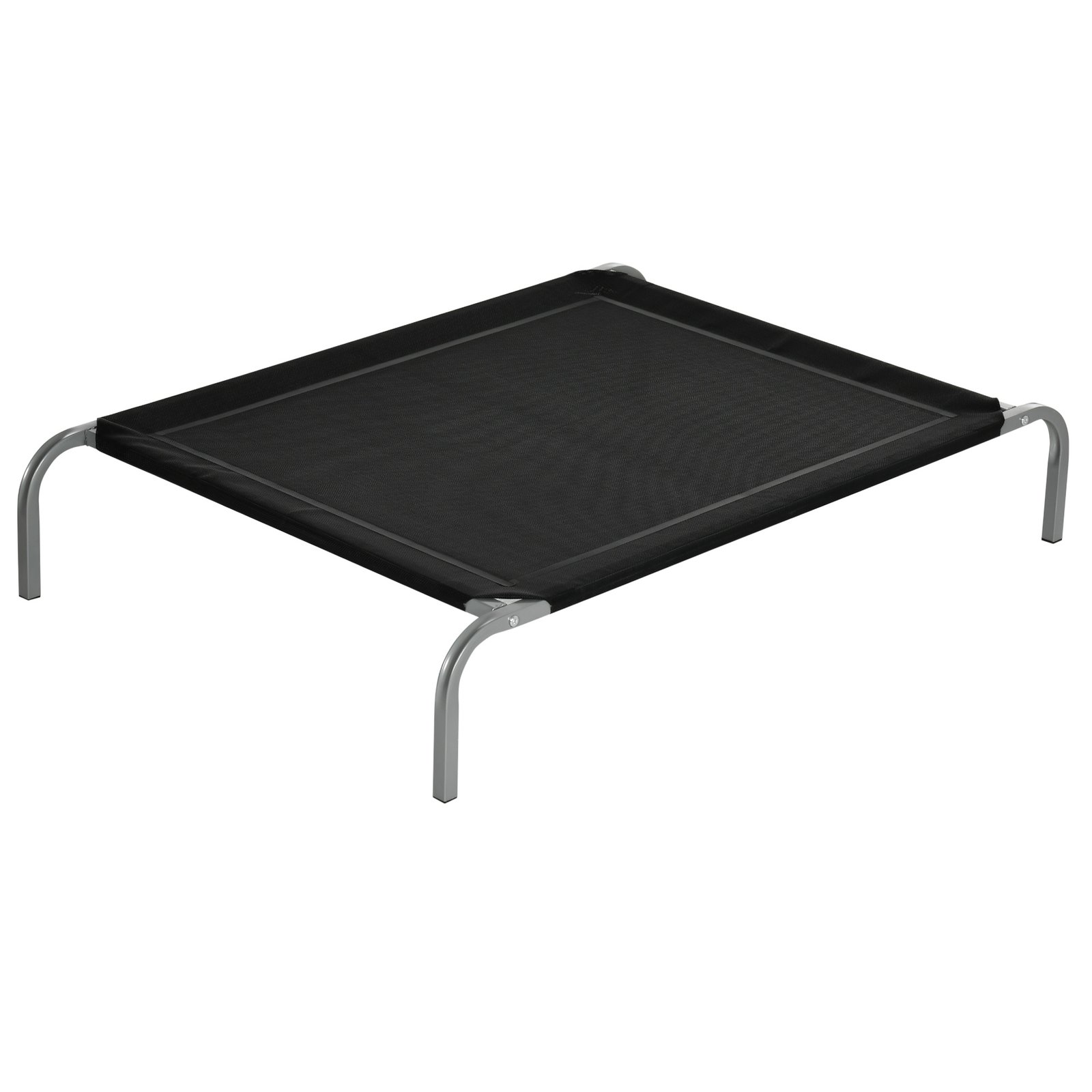 Elevated Pet Bed Cooling Raised Cot Style Bed for Large Medium Sized Dogs with Non-slip Pads Steel Frame Breathable Mesh Fabric, 110 x 75 x 20 cm - Black