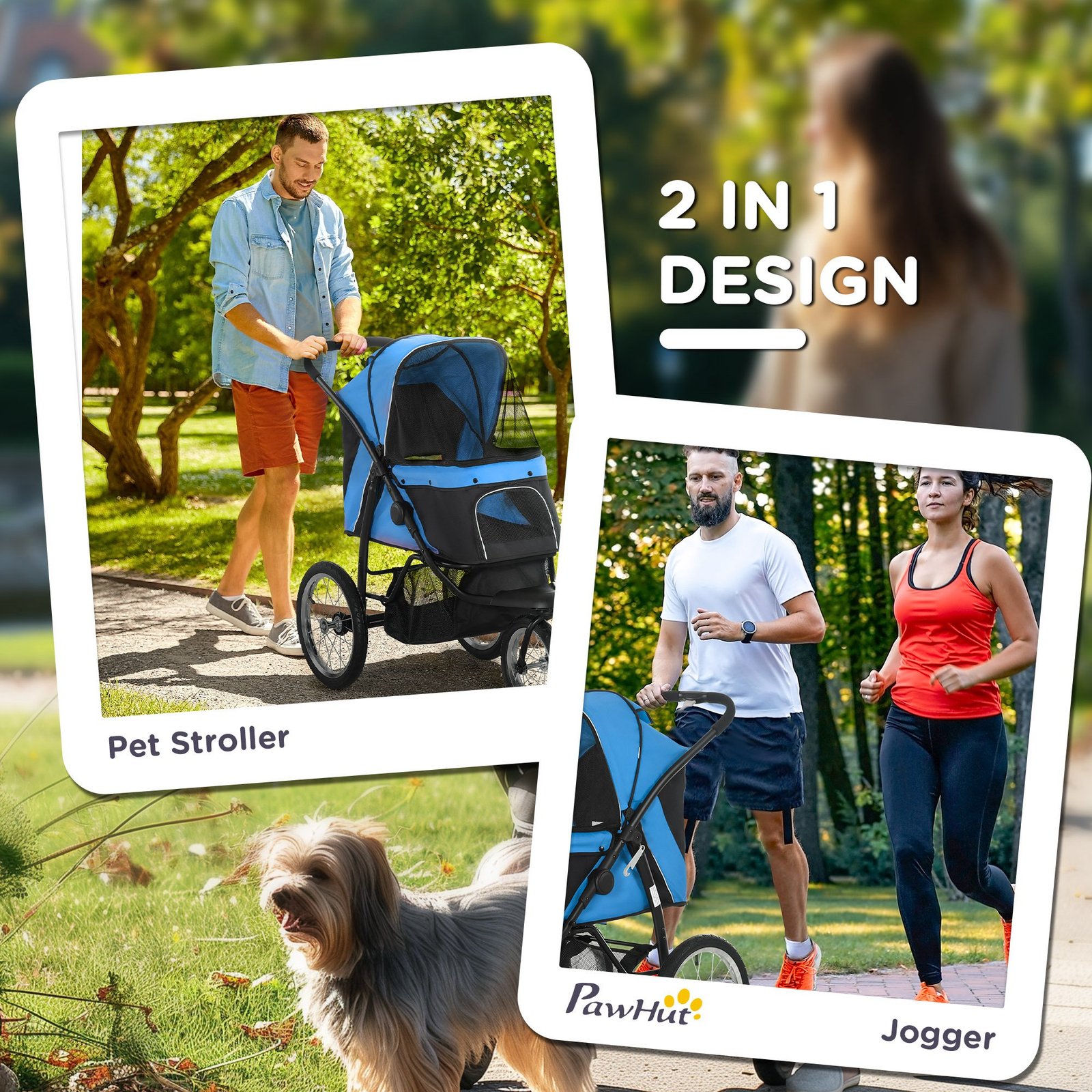 Foldable Pet stroller, Dog Buggy with Three Wheels, for Small/Medium Dogs, Blue