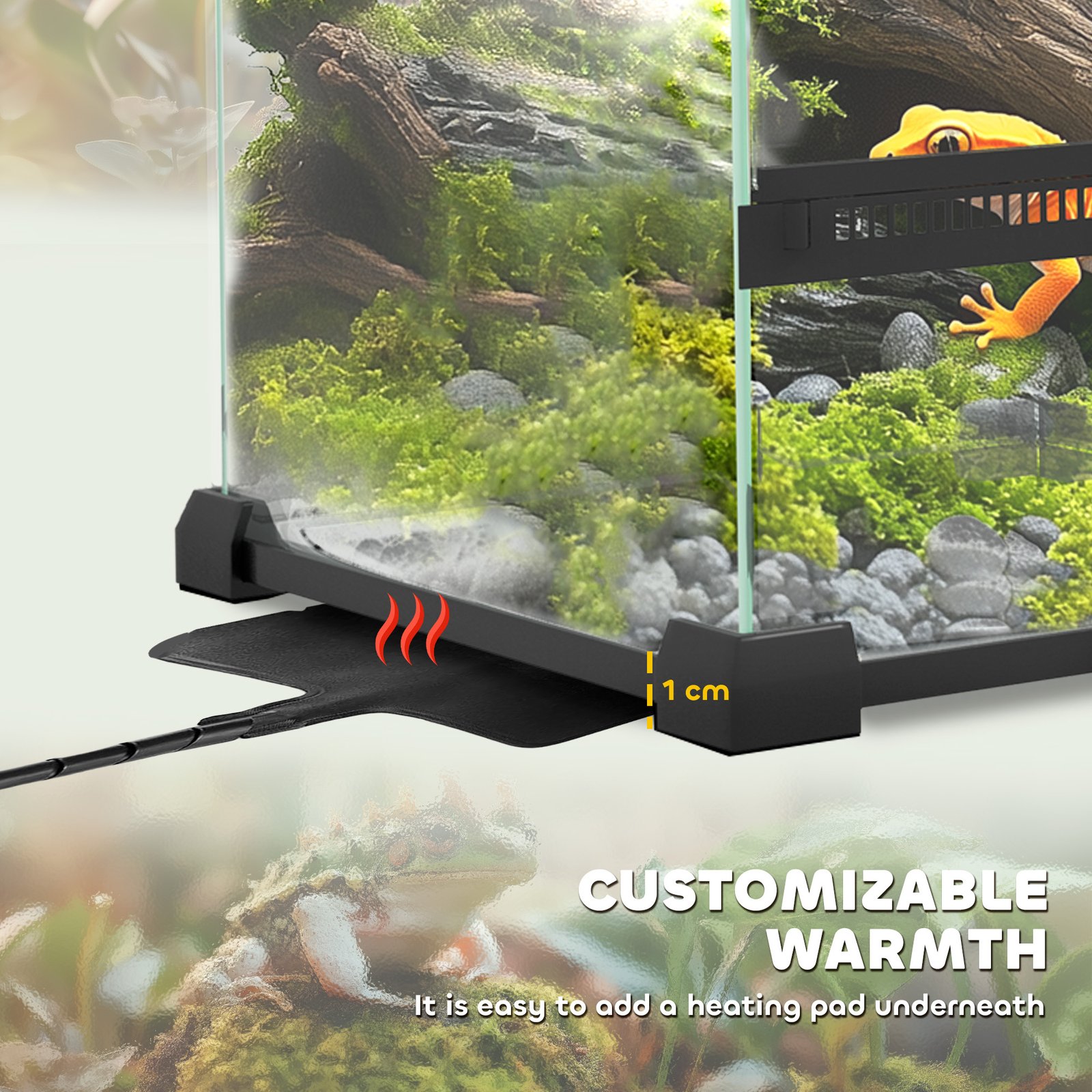 12L Vivarium for Lizards, Frogs, Snakes, Turtles, Tortoises w/ Anti-Escape Design, Ventilation