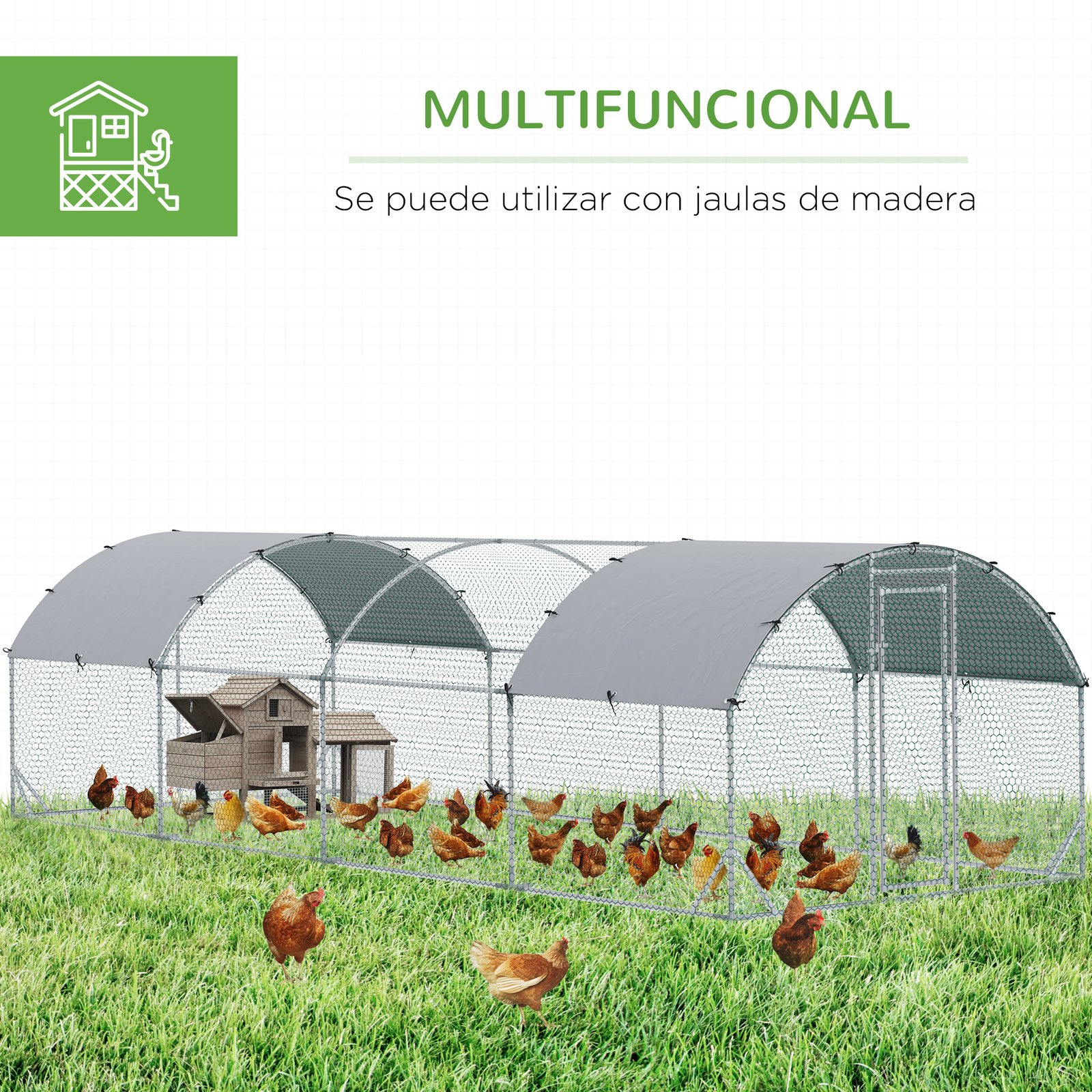Walk In Chicken Run Galvanised Chicken Coop Hen Poultry House Cage Pet Playpen Garden with Water-Resist Covers - Image 5