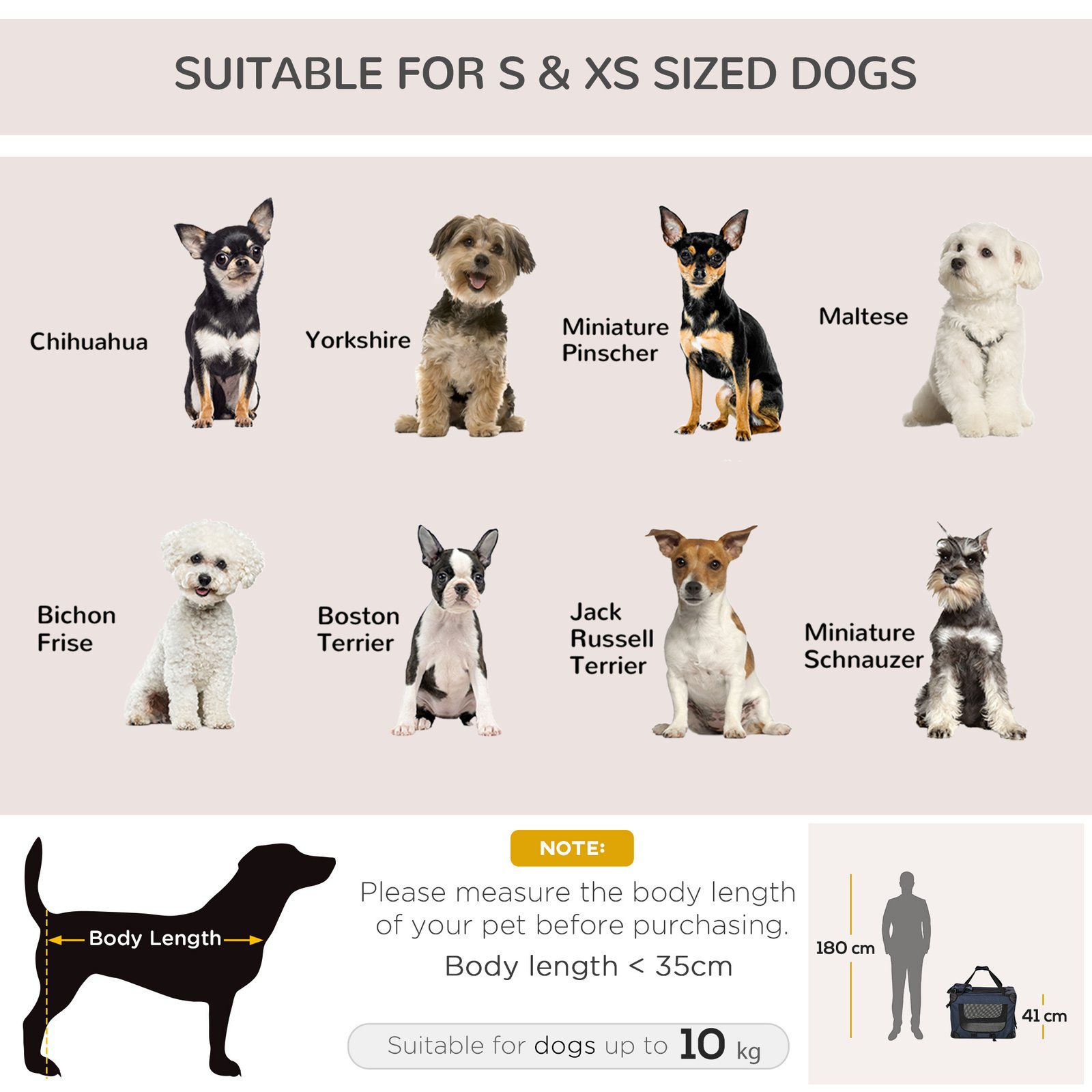 Foldable Pet Carrier for Small and Miniature Dogs, Portable Cat Carrier Soft Side Pet Travel Crate with Removable Mat, Storage Bags, Breathable Mesh 60 x 41.5 x 41cm - Dark Blue - Image 5