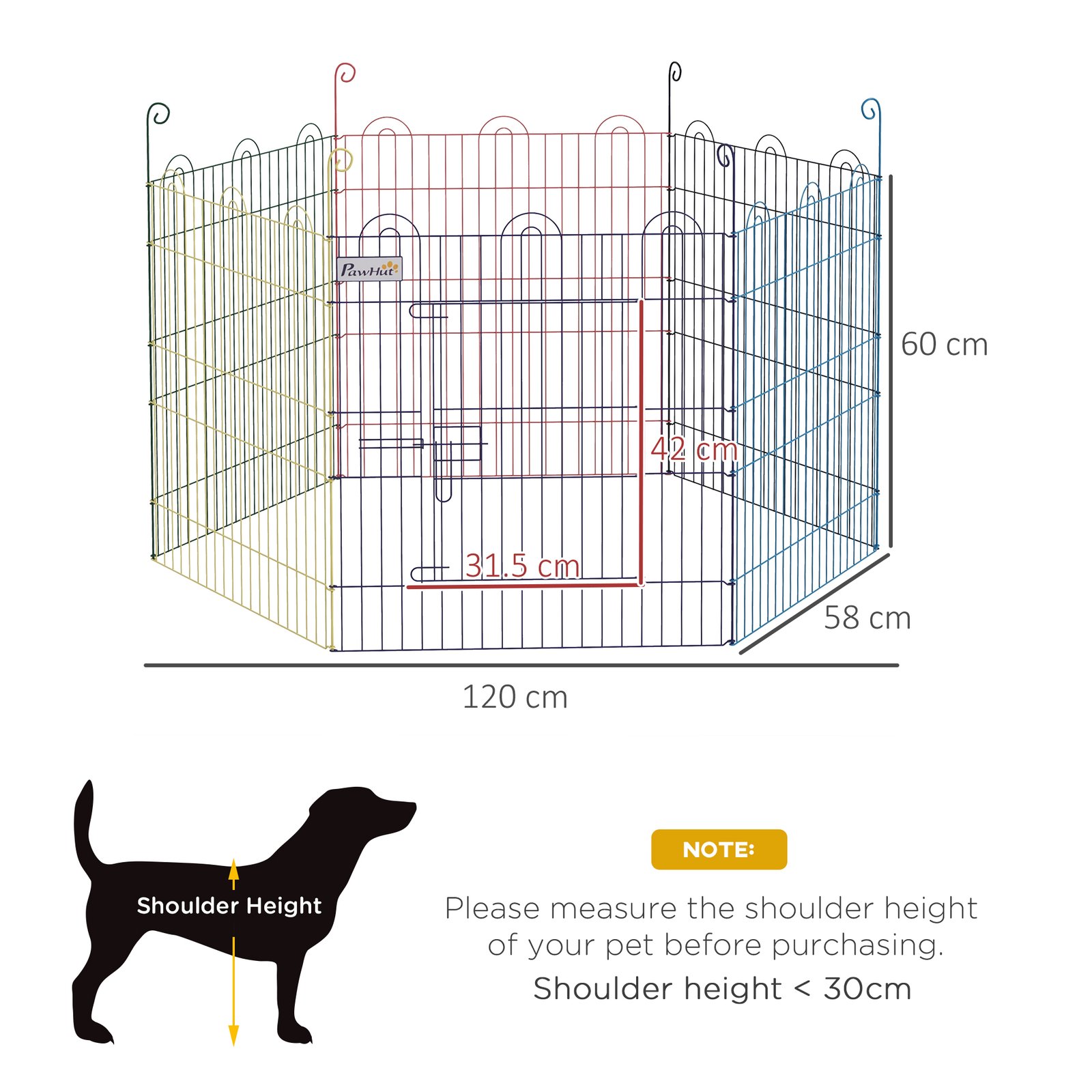 Pet Playpen Crate, with Six Panels, Door, for Indoors and Outdoors - Image 3