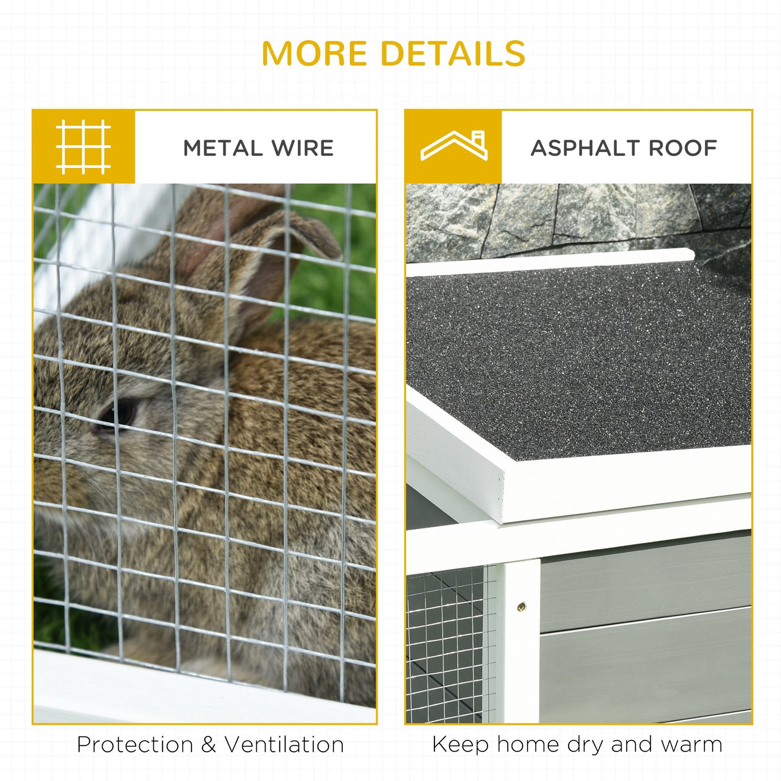 Rabbit Hutch Guinea Pig Hutch Wooden Small Animal Cage Rabbit Run Duck Enclosure with Openable Roof for Indoor Outdoor Easy to Clean 115 x 66 x 47.5 cm