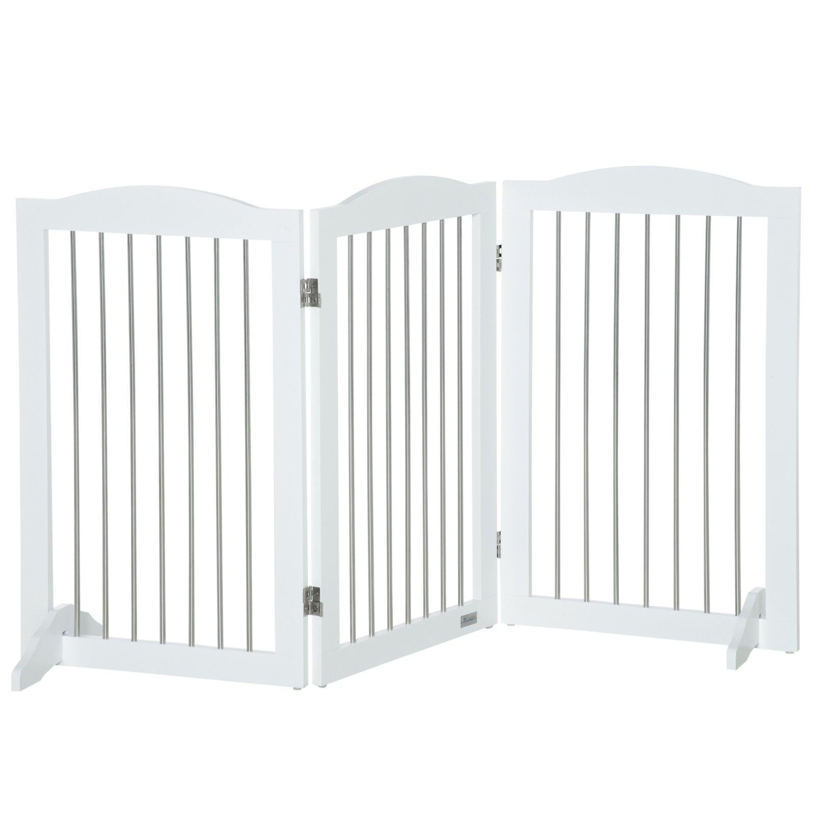 Foldable Dog Gate, Freestanding Pet Gate, with Two Support Feet, for Staircases, Hallways, Doorways - White