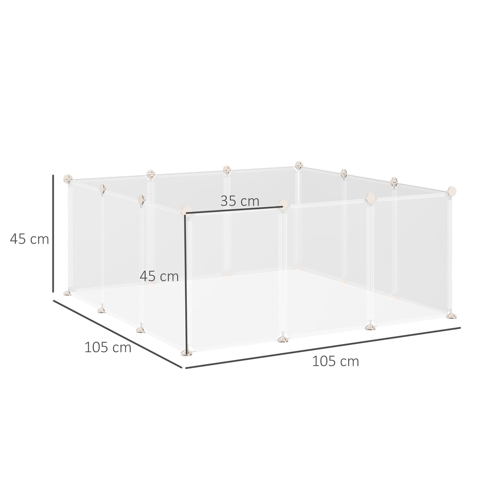 Pet Playpen DIY Small Animal Cage Open Enclosure Portable Plastic Fence 12 Panels for Hedgehog Guinea Pig White - Image 3