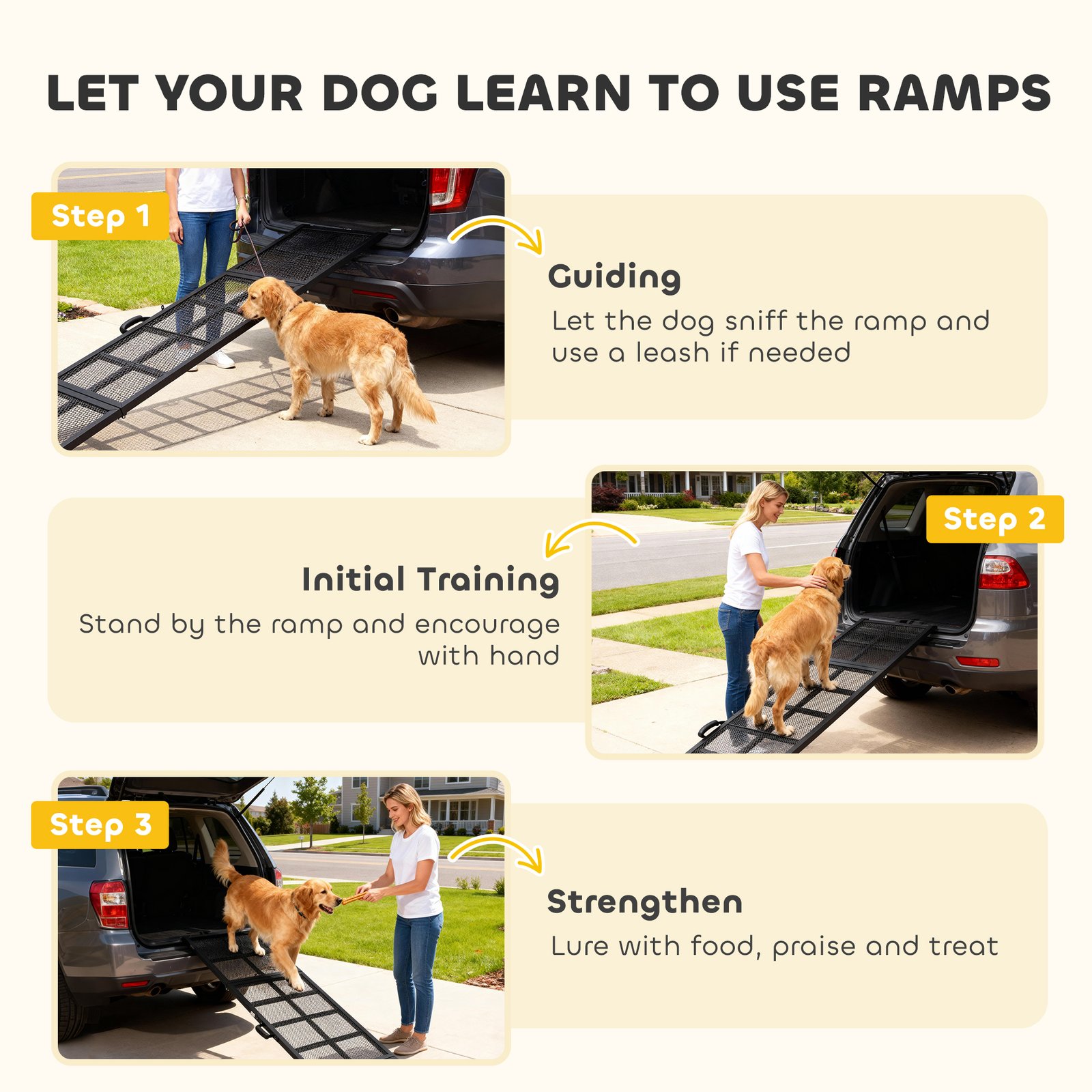 191 x 50cm Dog Ramp for Car, Extra Long Pet Stairs with Non-Slip Surface, for Large Dogs, Black