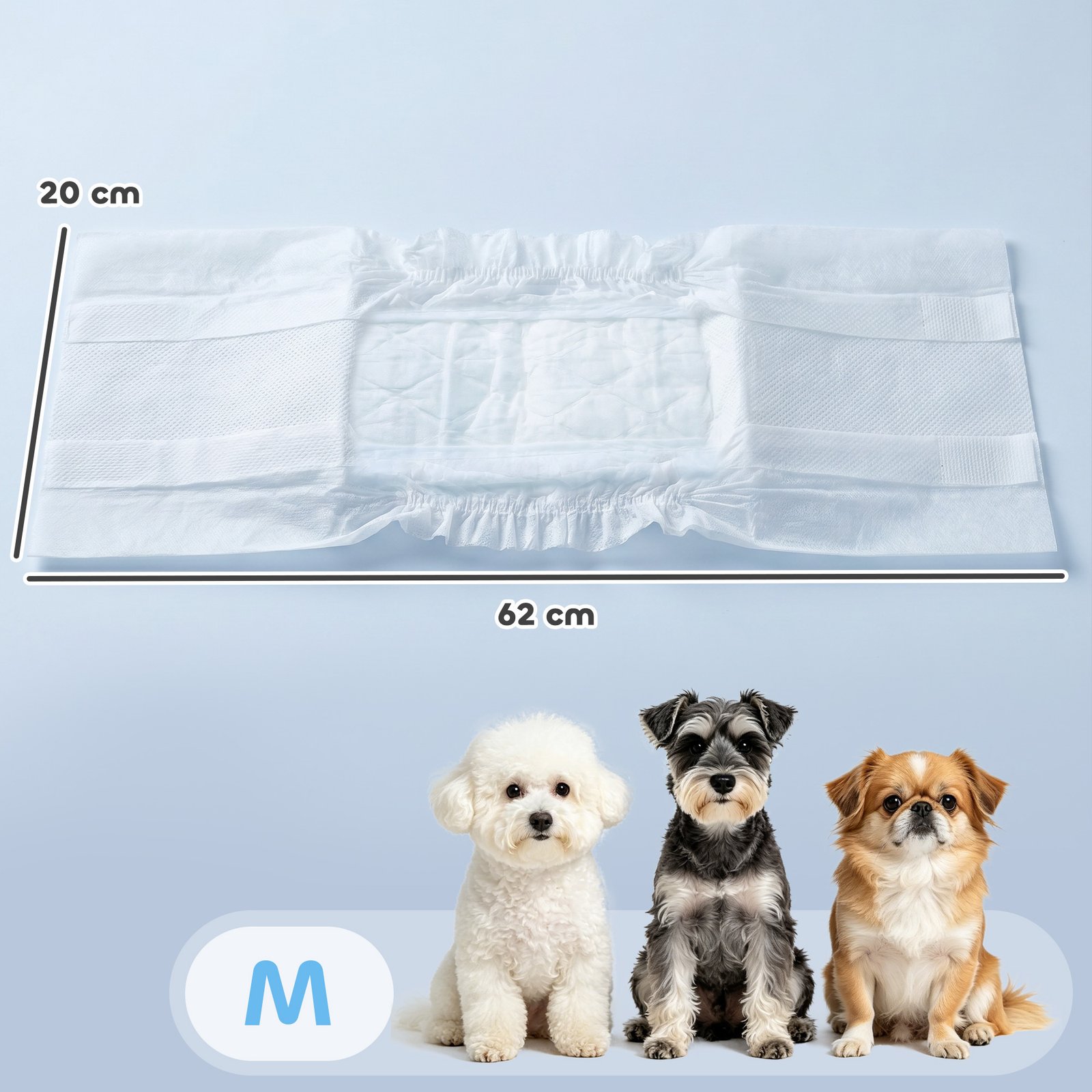 Dog Diapers Super Absorbent Leak-Proof Dog Nappies for Male Dogs Size M 45-64 cm Waist - Image 2