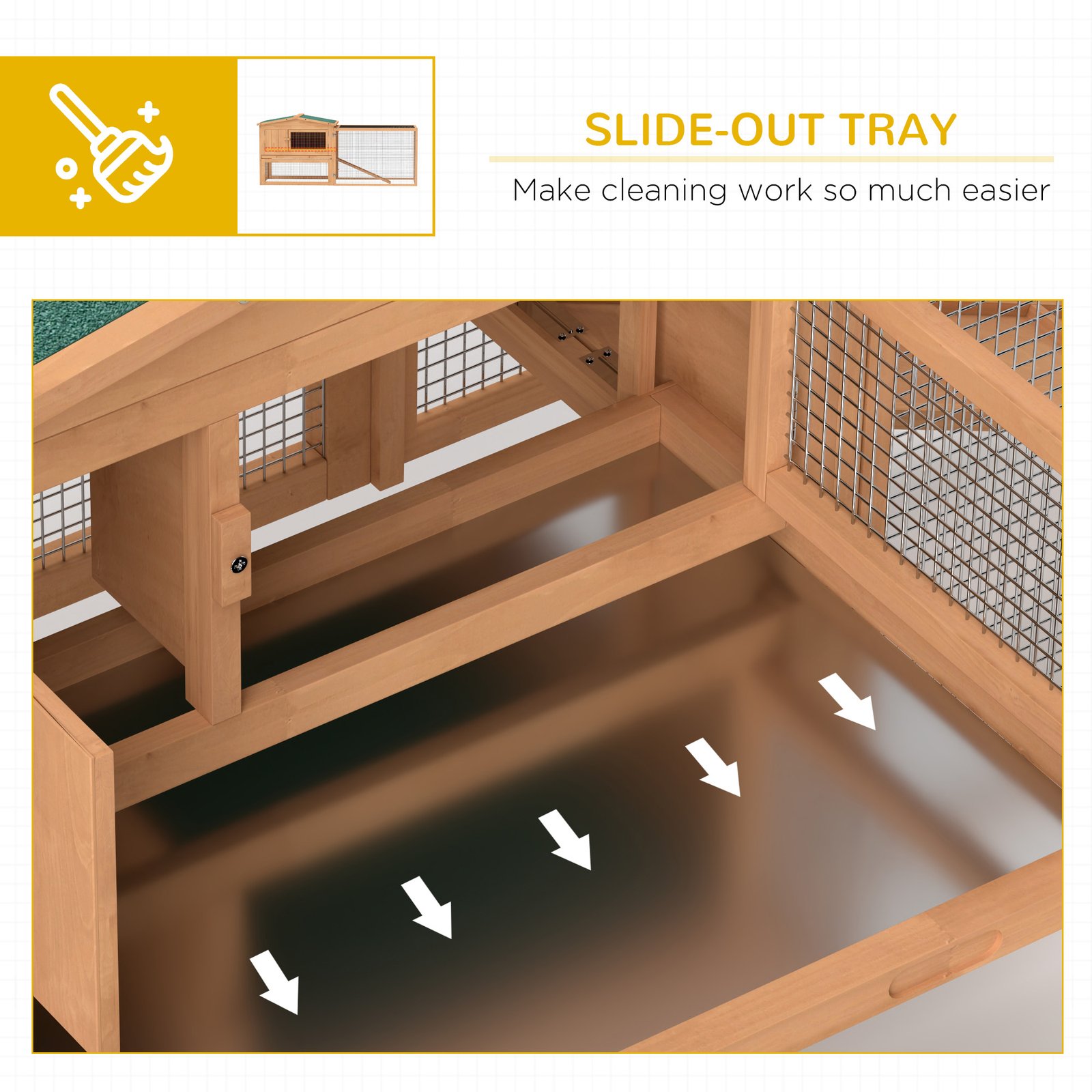 Wooden Rabbit Hutch Guinea Pig hutch House 2 Tier with Rabbit Run for Outdoor Garden Backyard, 85 x 24 x 57cm - Image 6