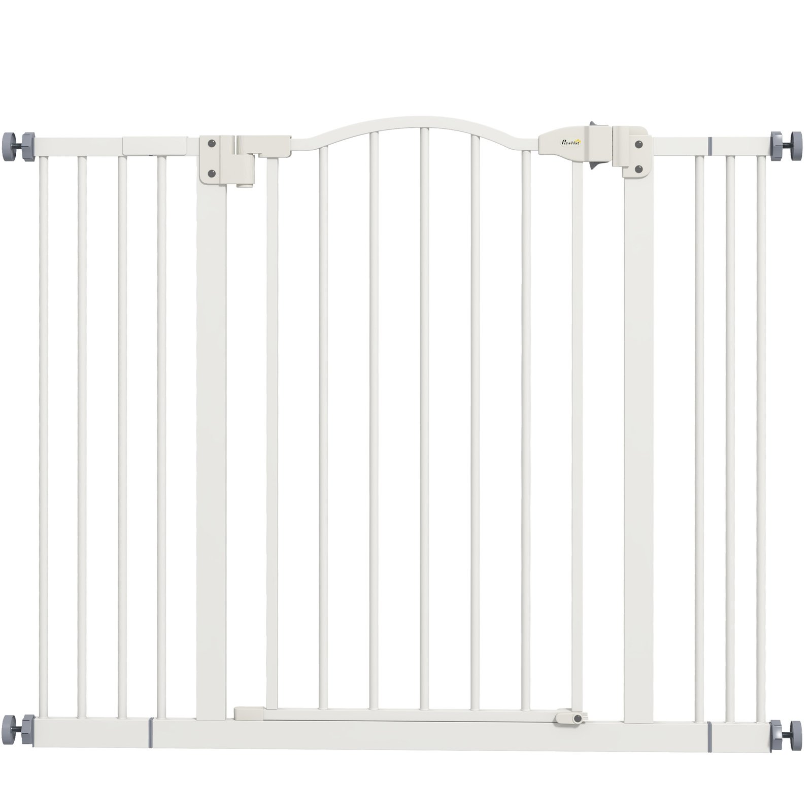 Metal 74-100cm Adjustable Pet Gate Safety Barrier w/ Auto-Close Door White