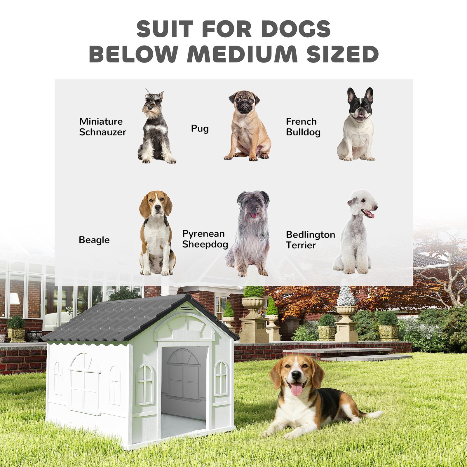 Plastic Weather-Resistant Dog House, for Indoors and Outdoors, Medium Dogs - Grey - Image 7