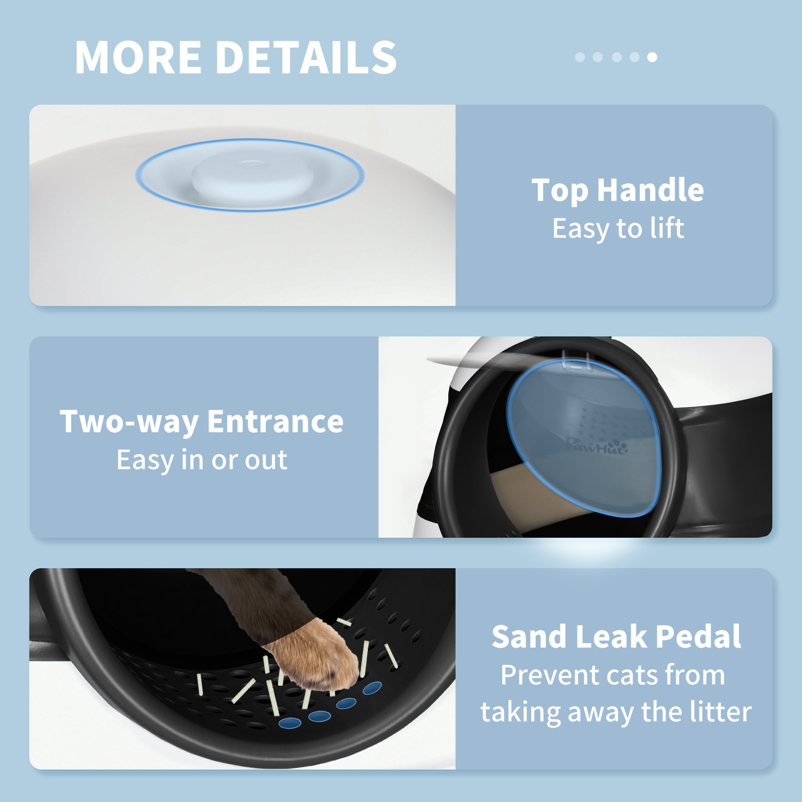 Foldable Cat Litter Tray with Lid, Deodorant, Scoop, Black