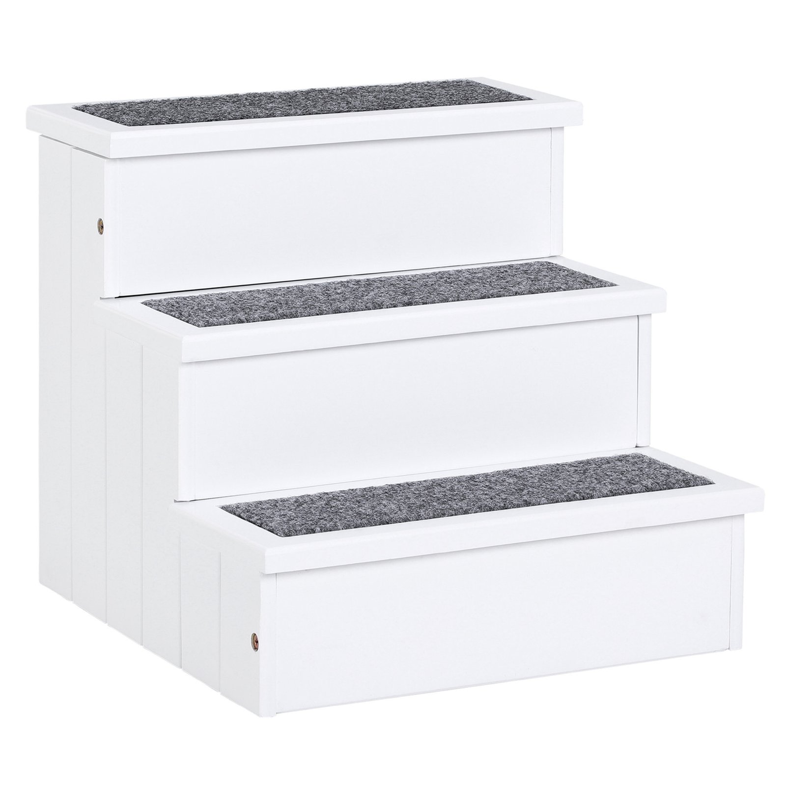 Dog Steps for Bed Sofa, 3 Step Wooden Dog Stairs for Sofa, Pet Stairs with Storage for Small Cats and Puppy, White