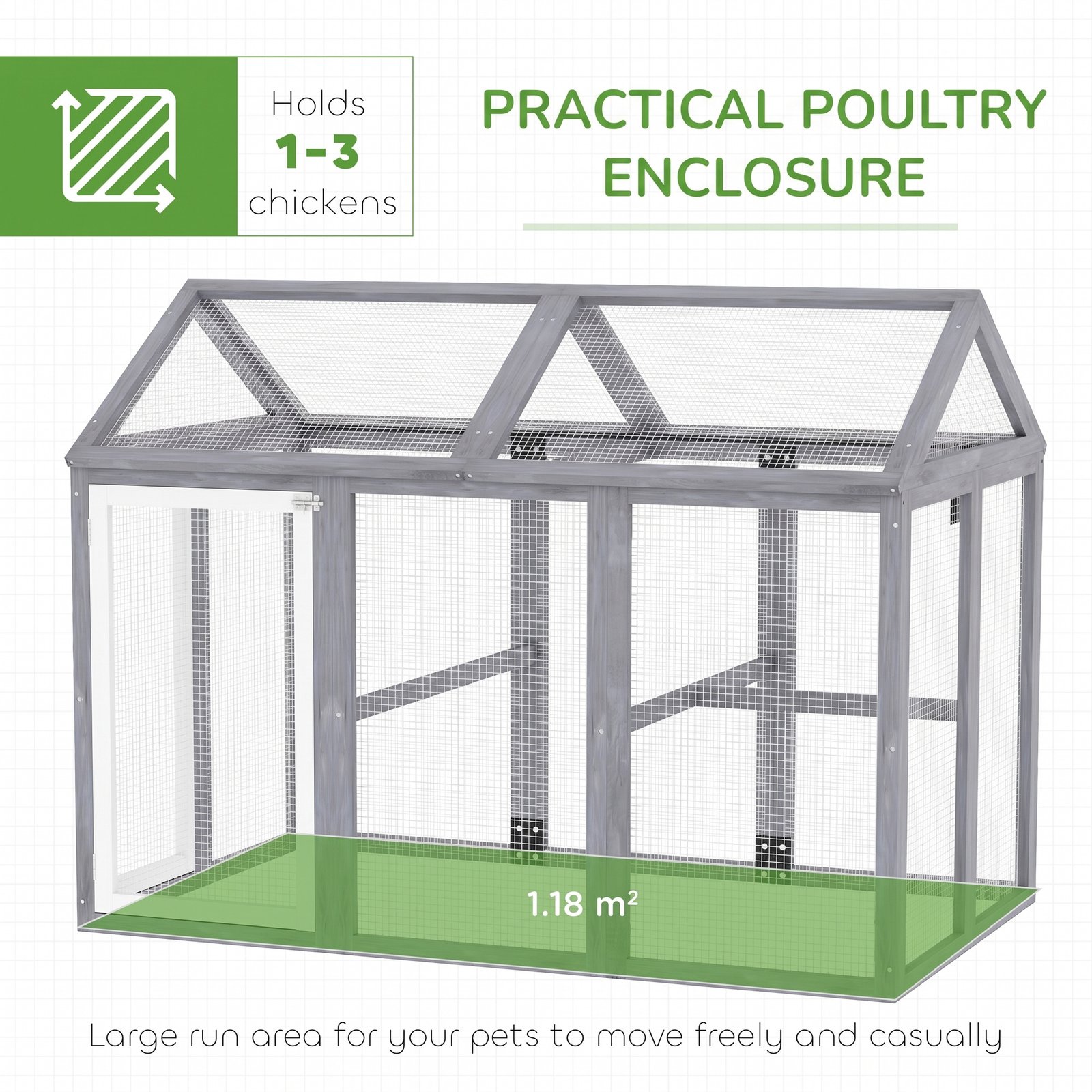 Large Chicken Run, Wooden Chicken coop, with Combinable Design - Wood Effect